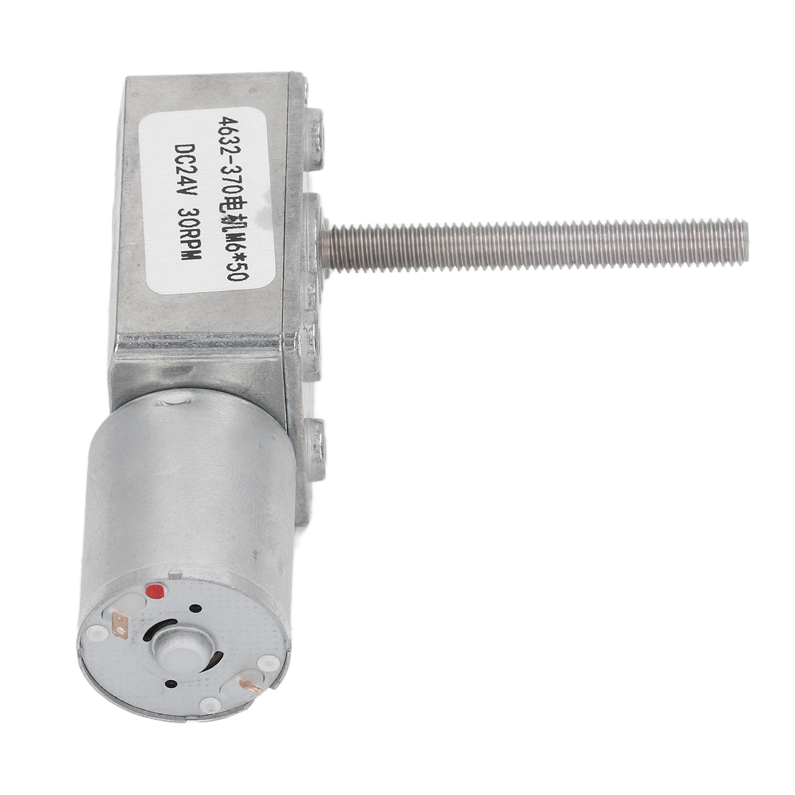 24-v-gleichstrom-getriebemotor, Stoßfestes Schneckengetriebe, Vierkant, Turbine, 30 U/min, M6x50-mm-welle