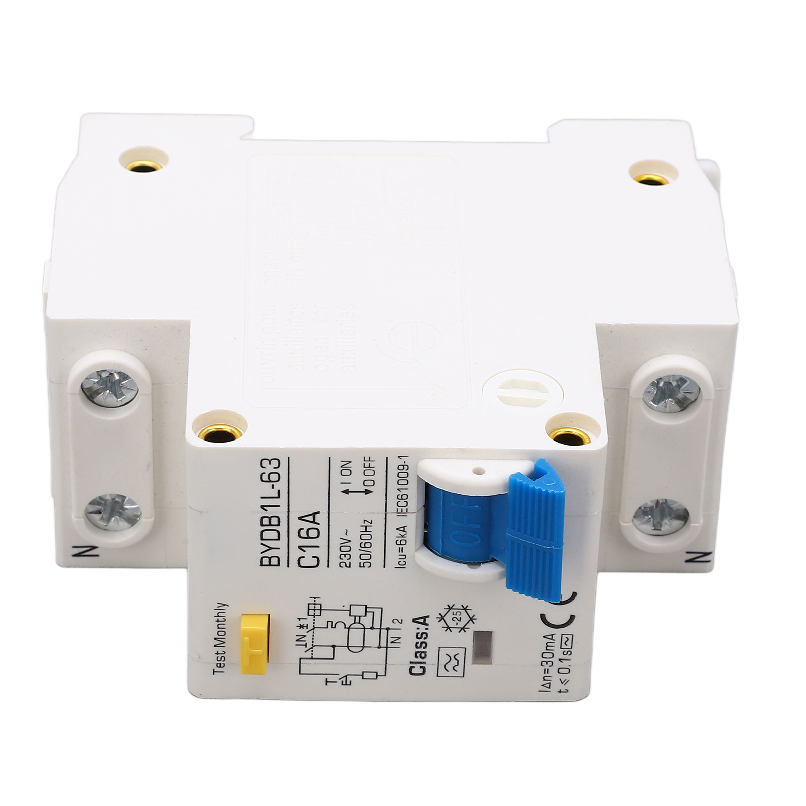 16a 1p+n 30ma Fehlerstromschutzschalter Mit Leckstromschutz, 230v, 30ma 1-poliger + Neutralleiter-fehlerstromschutzschalter, Schutz Gegen Elektrische Leckströme, 16 Ampere.