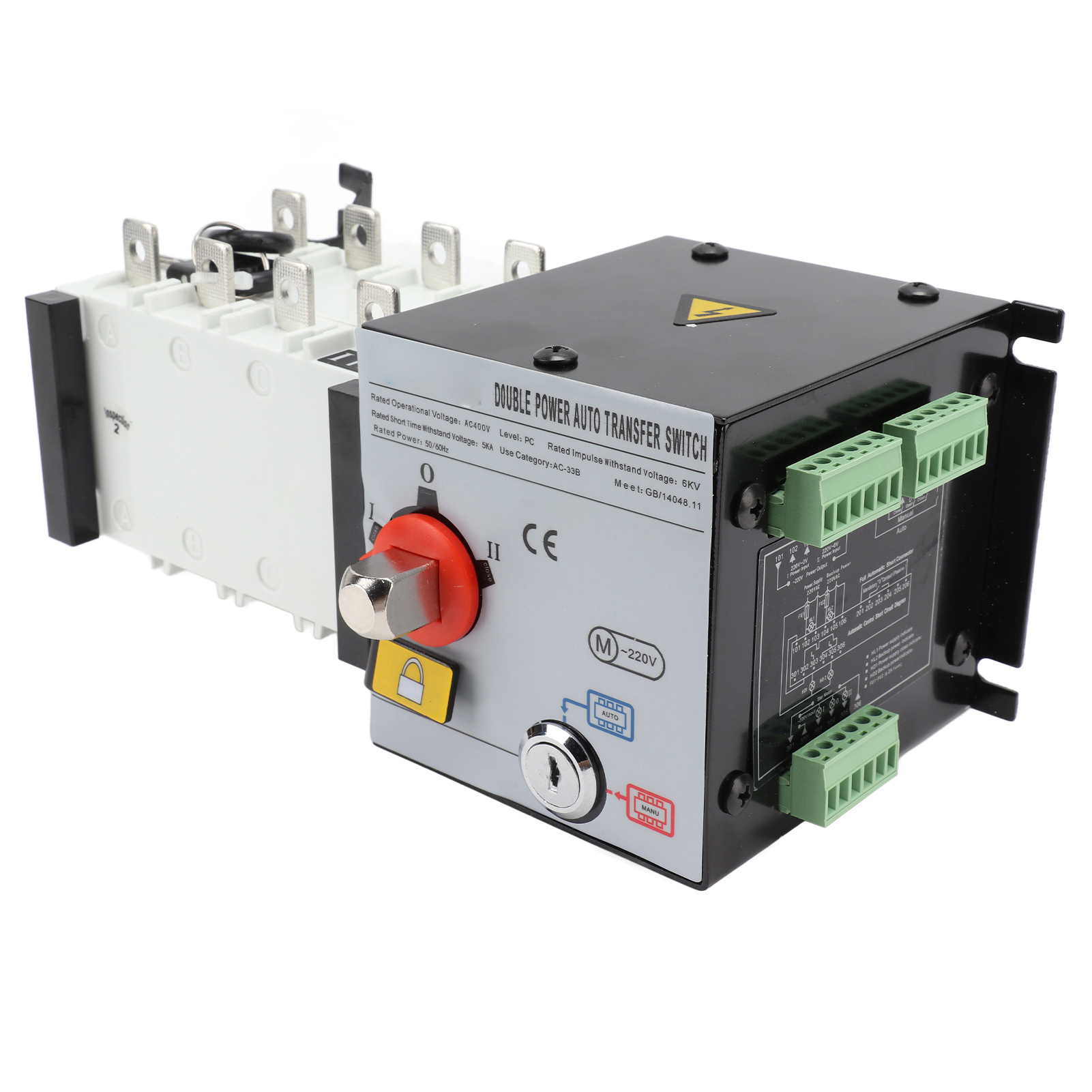 Bipolarer Invertergenerator Mit 2 Eingängen Und 1 Ausgang, Automatischer Umschalter, 400 V Ac, 125 A, Doppelt Isoliertes Netzteil