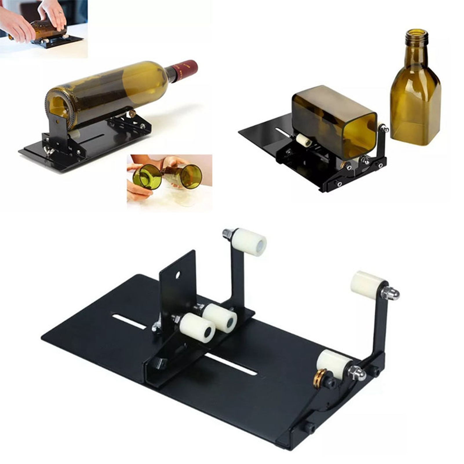 Set Mit 2 Glasflaschenschneidern, Präzises Diy-werkzeug, Schnellschneideset, Schwarzer Edelstahl, Robuste Maschine Zum Basteln