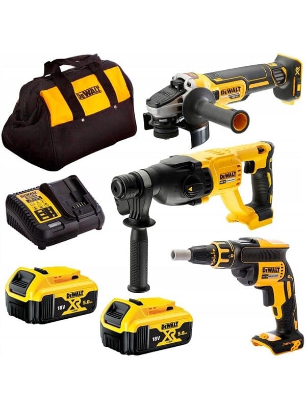 Dewalt - 3-Wege-Set xr 18V 5Ah brushless Schraubendreher DCF620 + Bohrhammer DCH133 + Winkelschleifer DCG405 - DCK304P2-QW