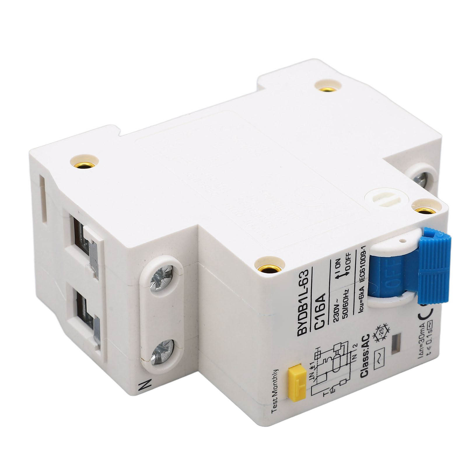 Fehlerstromschutzschalter 1p+n 230 V 16 A 30 Ma, Erdschlussschutz, Modularer Schalter Für Din-schiene, Thermomagnetischer Schutzschalter