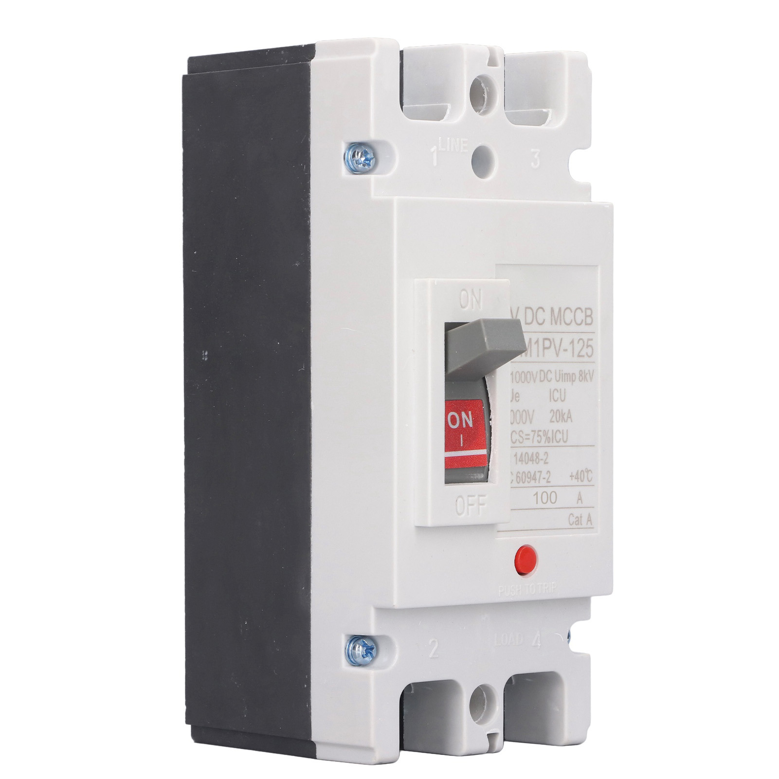 Dc 2p 100a Leitungsschutzschalter, Kurzschlussschutz, Silberkontakt, Flammhemmendes Kunststoffgehäuse, 1000v Schalter, Feuerfestes Gehäuse, Bipolare Unterbrechung.