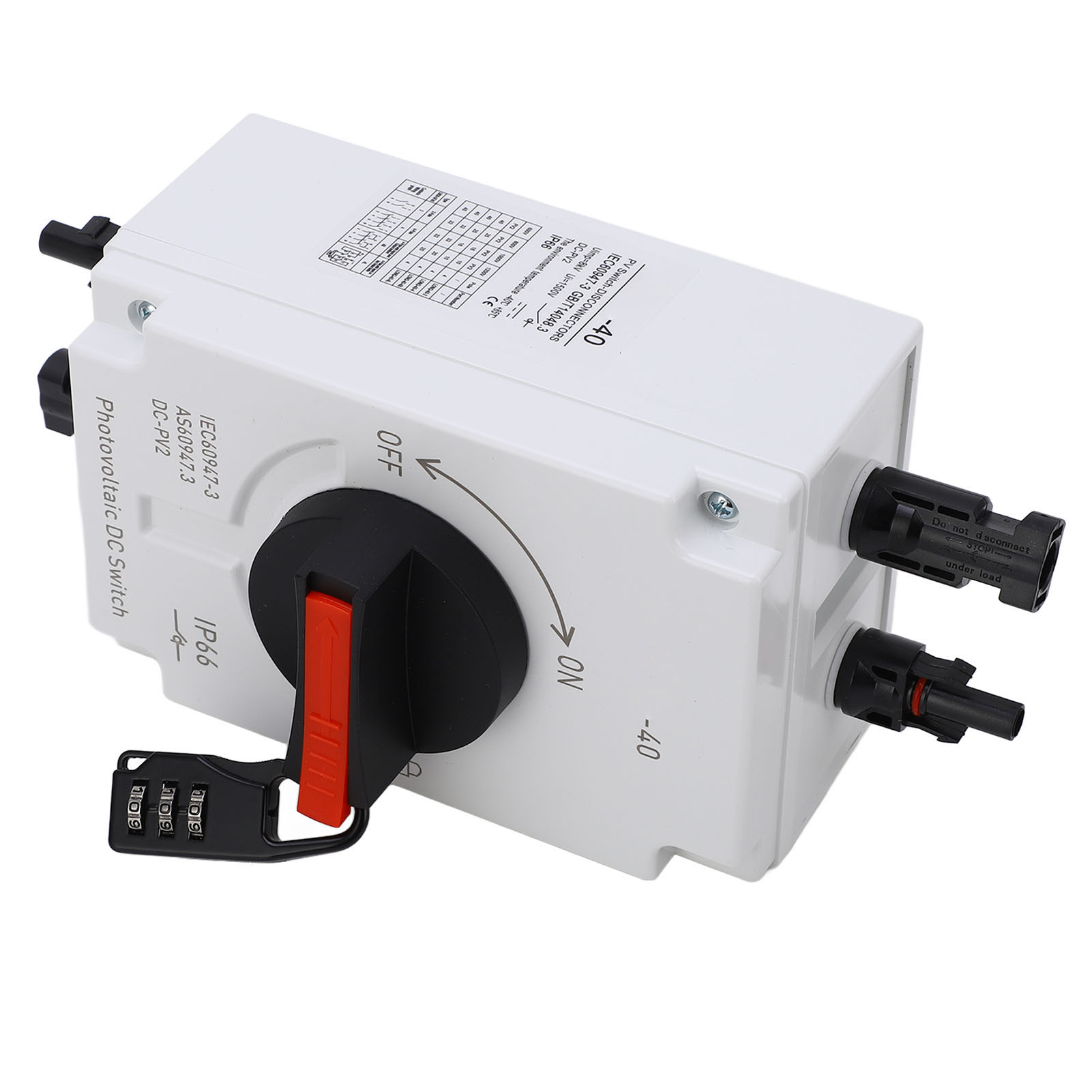 32a 4p Ip66 Wasserdichter Solar-pv-trennschalter, Dc1200v Photovoltaik-trennschalter Mit Schlüsselschloss, Robustes Gehäuse Für Die Außenmontage