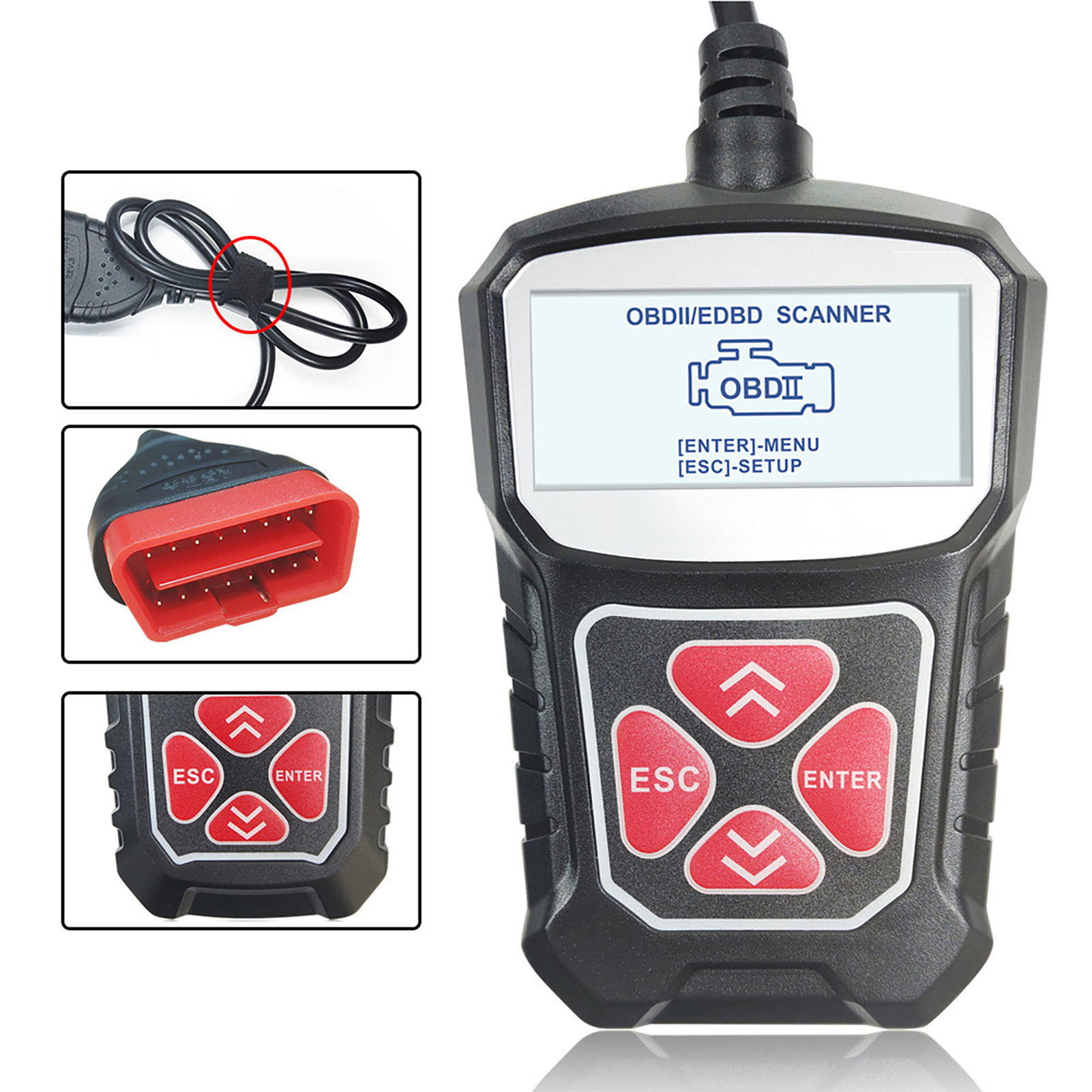 Kfz-diagnosegerät Mit Lcd-bildschirm, Schnelle Reaktionszeit, Rutschfest, Tragbar, 7 Sprachen, Motorfehlercode-lesegerät