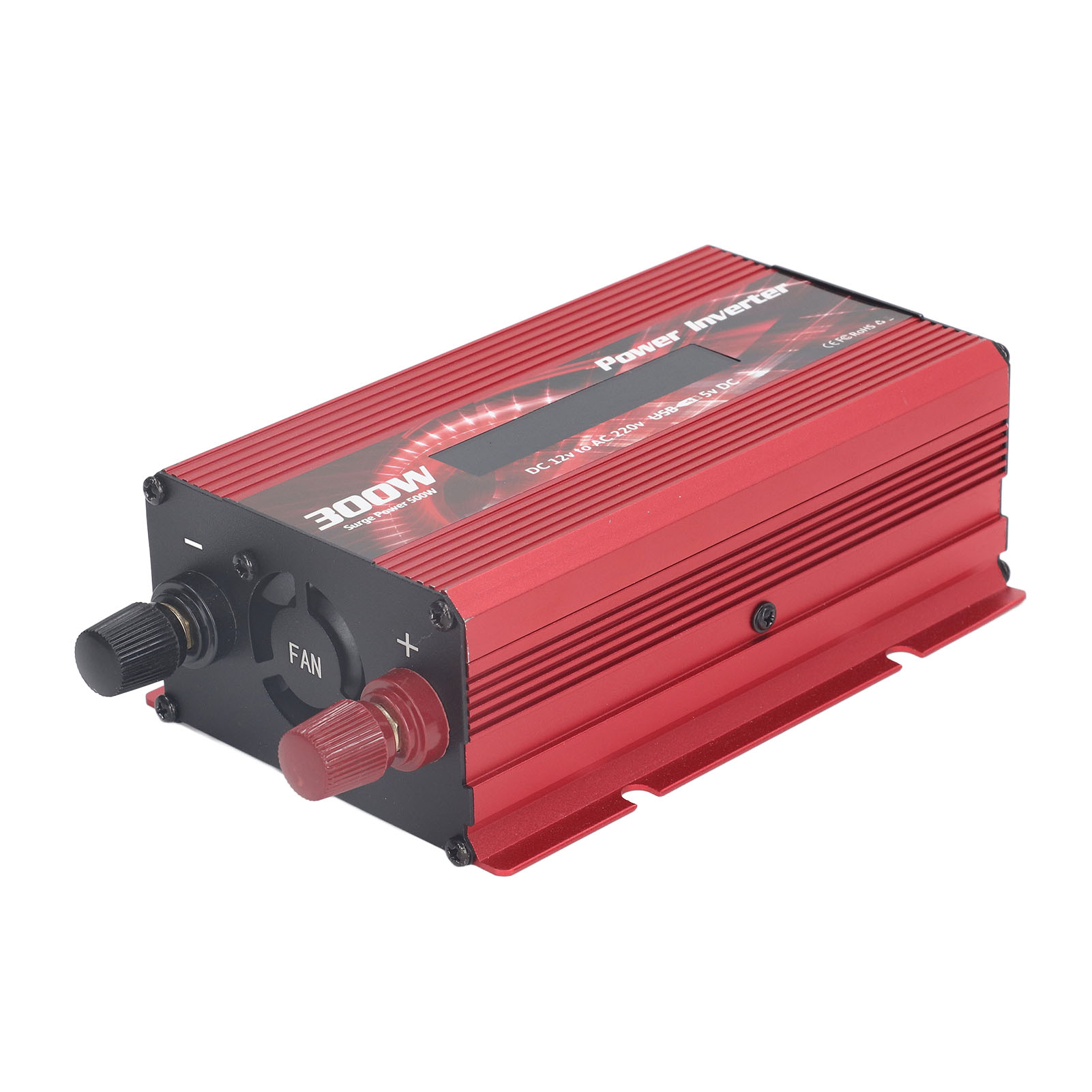 300-w-wechselrichter (12 V Auf 220 V) Mit Zigarettenanzünderstecker, Usb 2,0 A, Lüfter Und Rotem Lcd-bildschirm