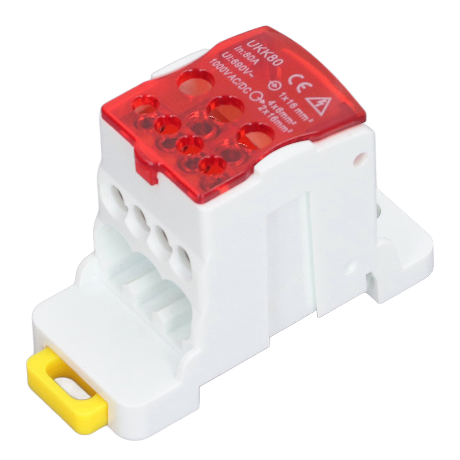 690v 80a Verteilerblock, Din-schienen-klemmenblock, Messingleiter, Steckanschlussdose Für Haushaltsgeräte, Rot