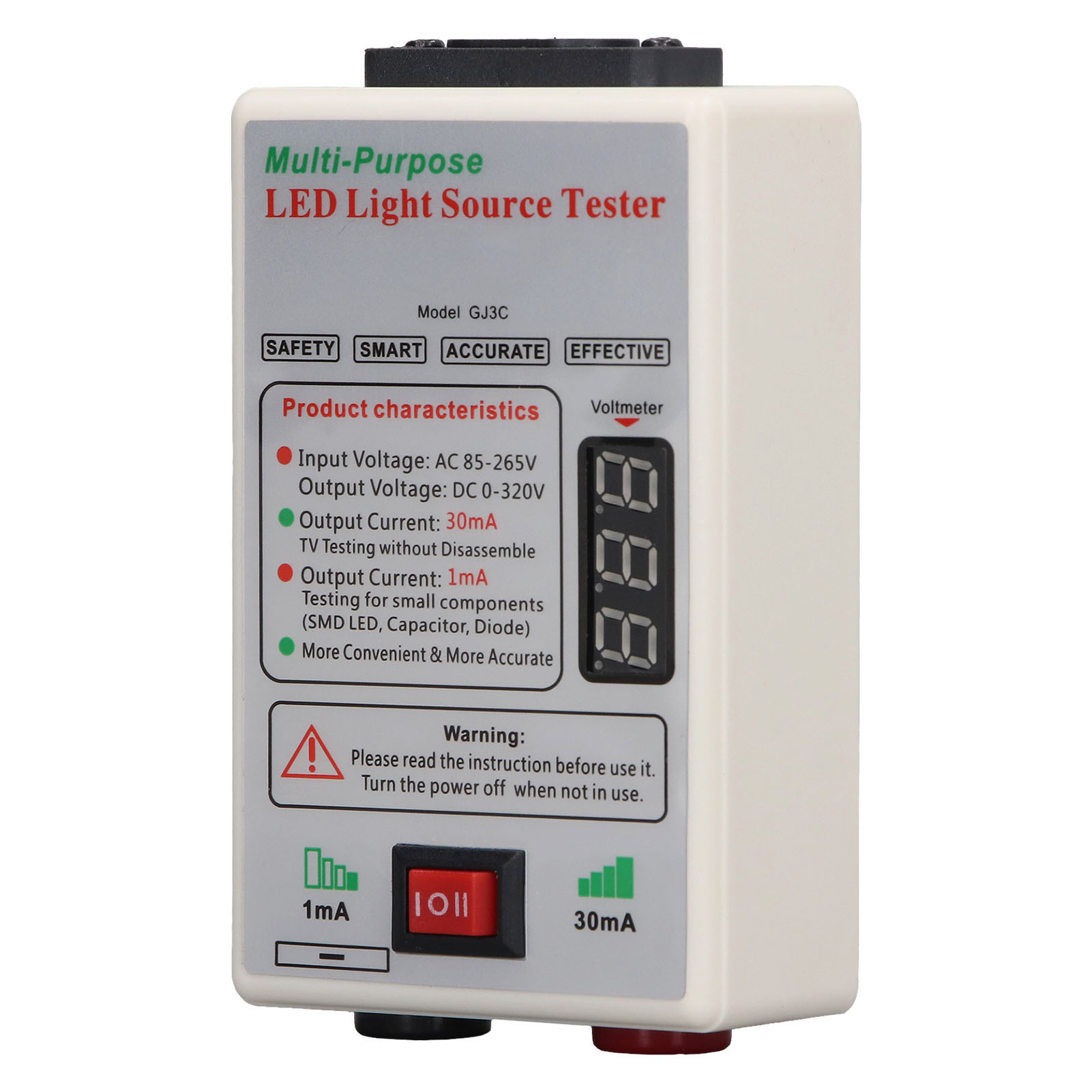 Led-hintergrundbeleuchtungstester, Hoch-/niedrigstrom, Sanftanlauf, Led-perlenprüfgerät, 85–265 V Wechselstromschalter, Eu-stecker