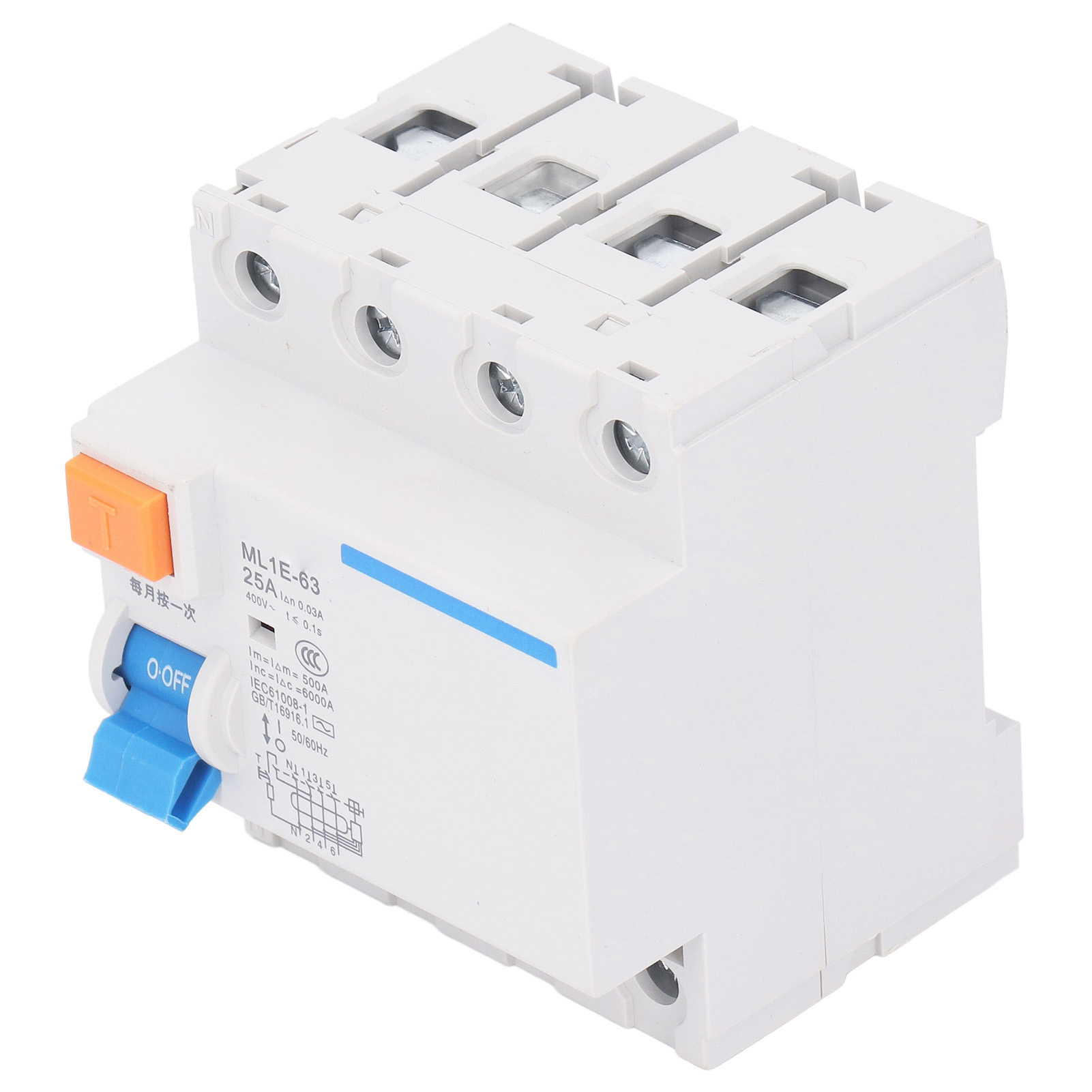 3p+n 25a 400v Fehlerstromschutzschalter, Überstrom- Und Ableitstromschutz, Modularer Automatischer Schalter, Leitungsschutzschalter, 1 Modul.