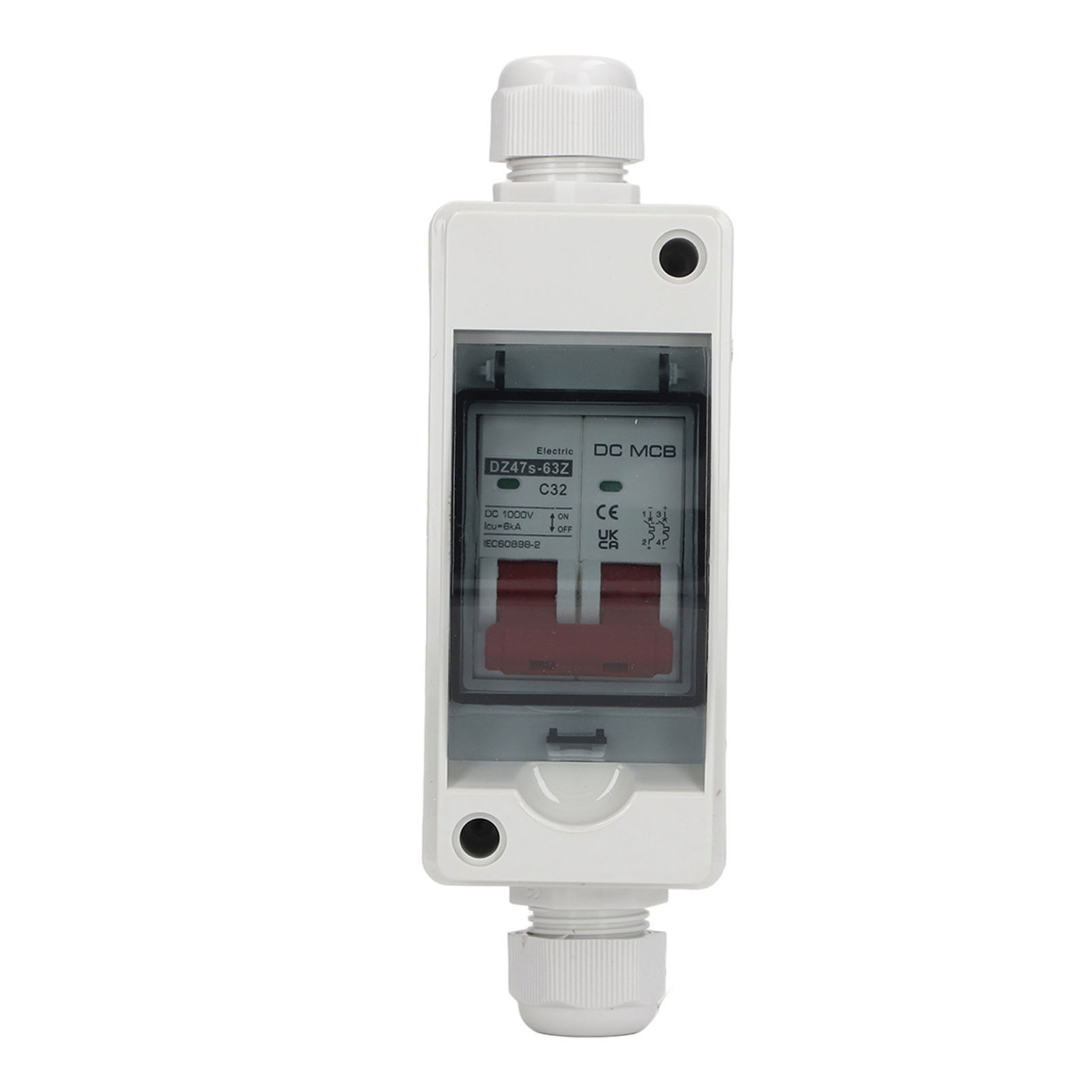 Miniatur-gleichstrom-leistungsschalter 2p 32a 1000v Ip65 Wasserdicht, Transparente Abdeckung, Photovoltaik-schutz Für Wohnmobile Und Solarmodule.