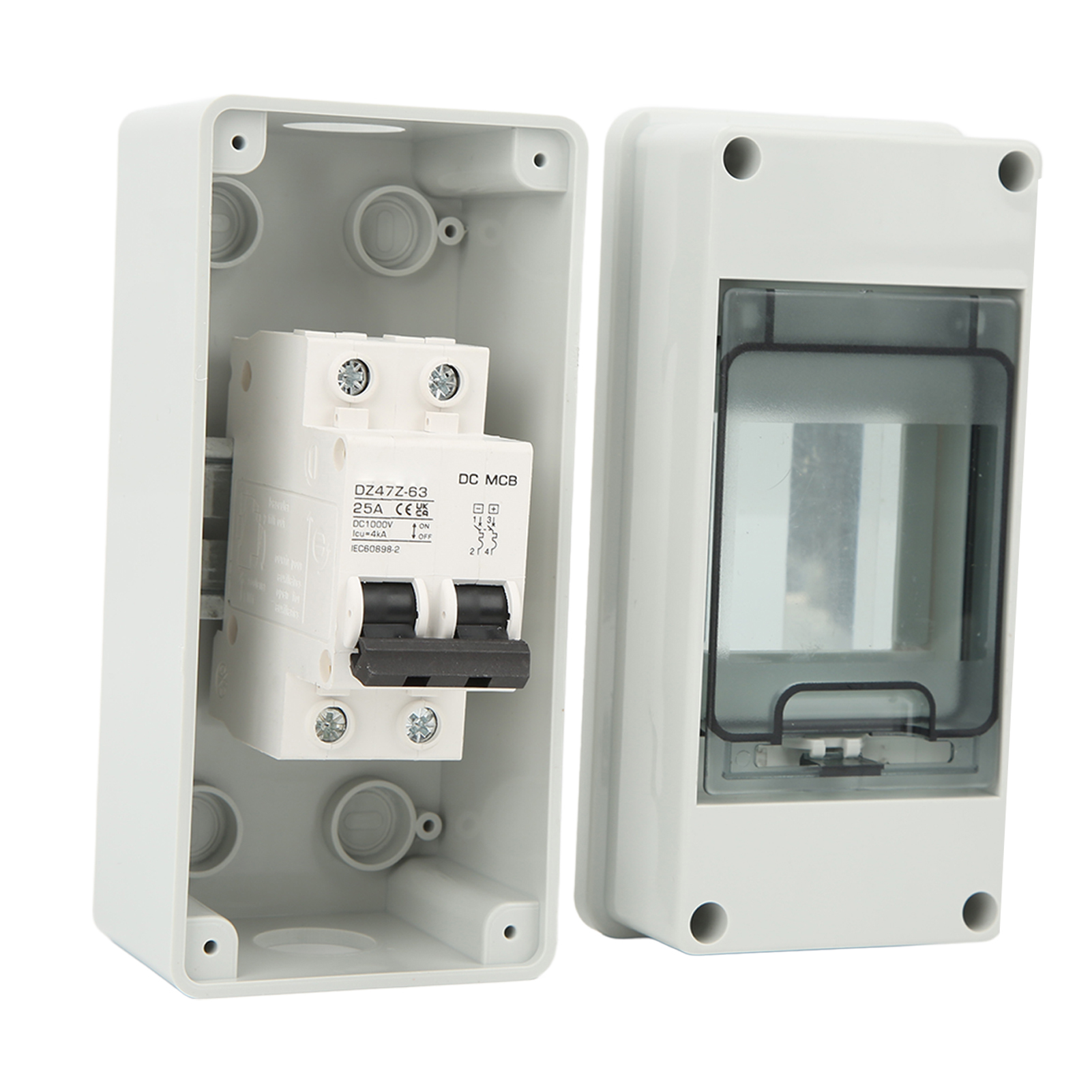 Miniatur-leistungsschalter 2p 25a Ip65, Gehäuse Pa66, 1000v Für Netzunabhängige Solaranlagen, Gleichstromkreisschutz.