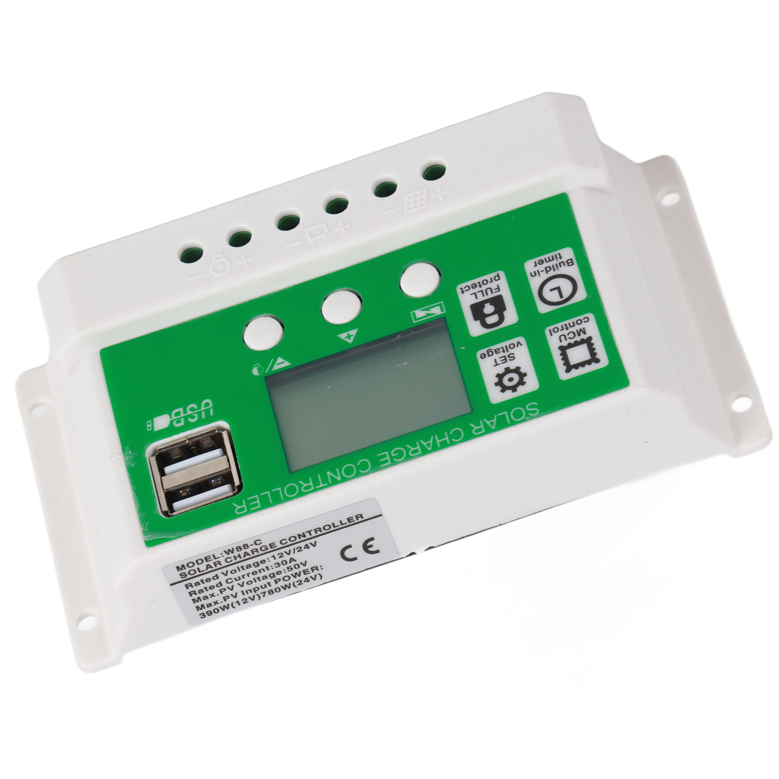 30a 12v/24v Pwm-solarladeregler, Automatische Erkennung, Zwei Usb-anschlüsse, Ladegerät Mit Pv-kabel Für Zuhause