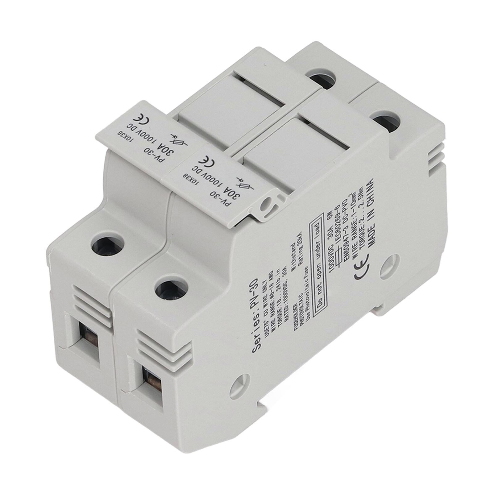2-poliger 15-a-photovoltaik-sicherungshalter Mit Überlast- Und Kurzschlussschutz, Din-schienenmontage, 1000-v-dc-sockel