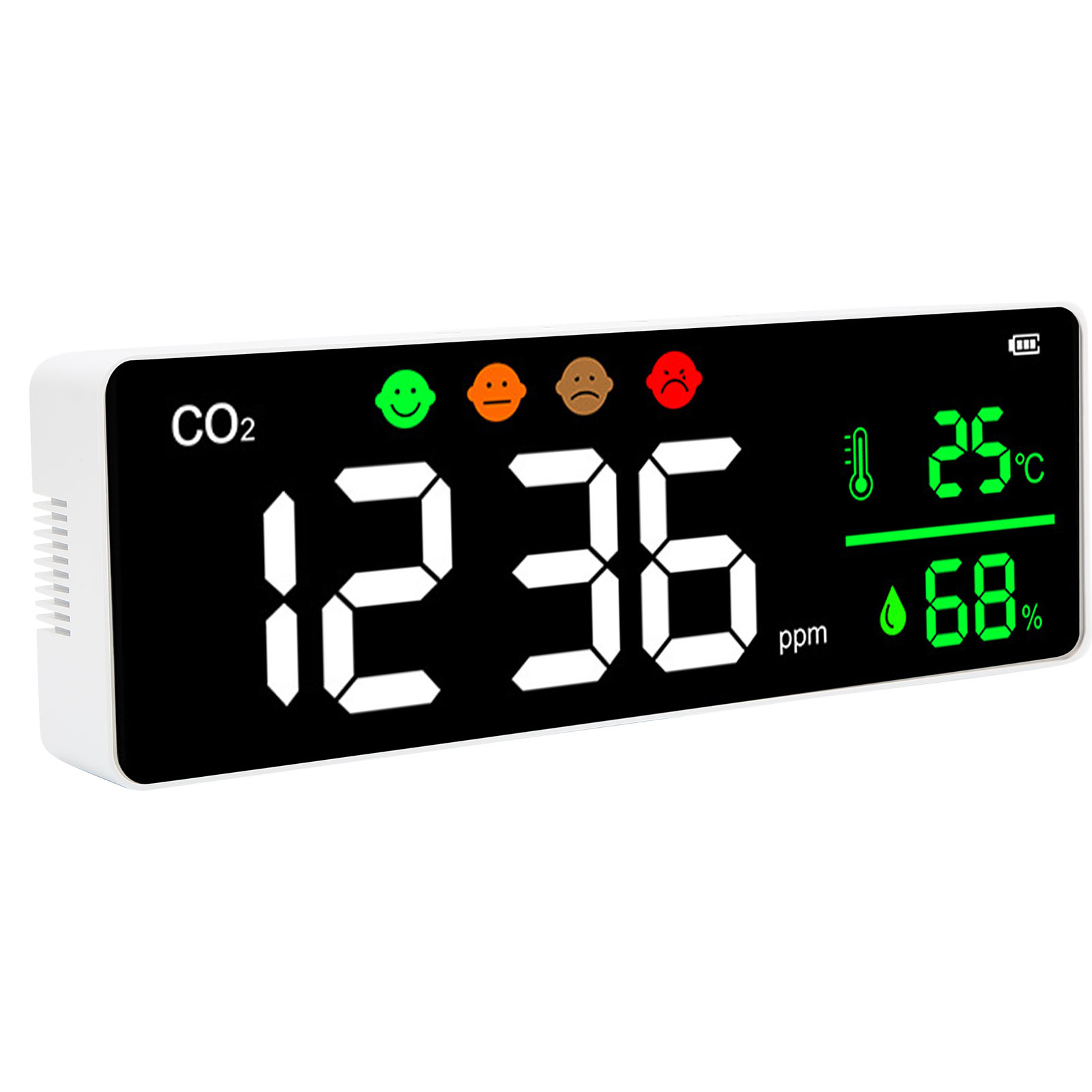 Wandmontierter Co2-luftqualitätsdetektor Mit Led-anzeige, Digitalem Temperatur- Und Konzentrationsmonitor Dm1306, Wandmontierbarer Sensor.