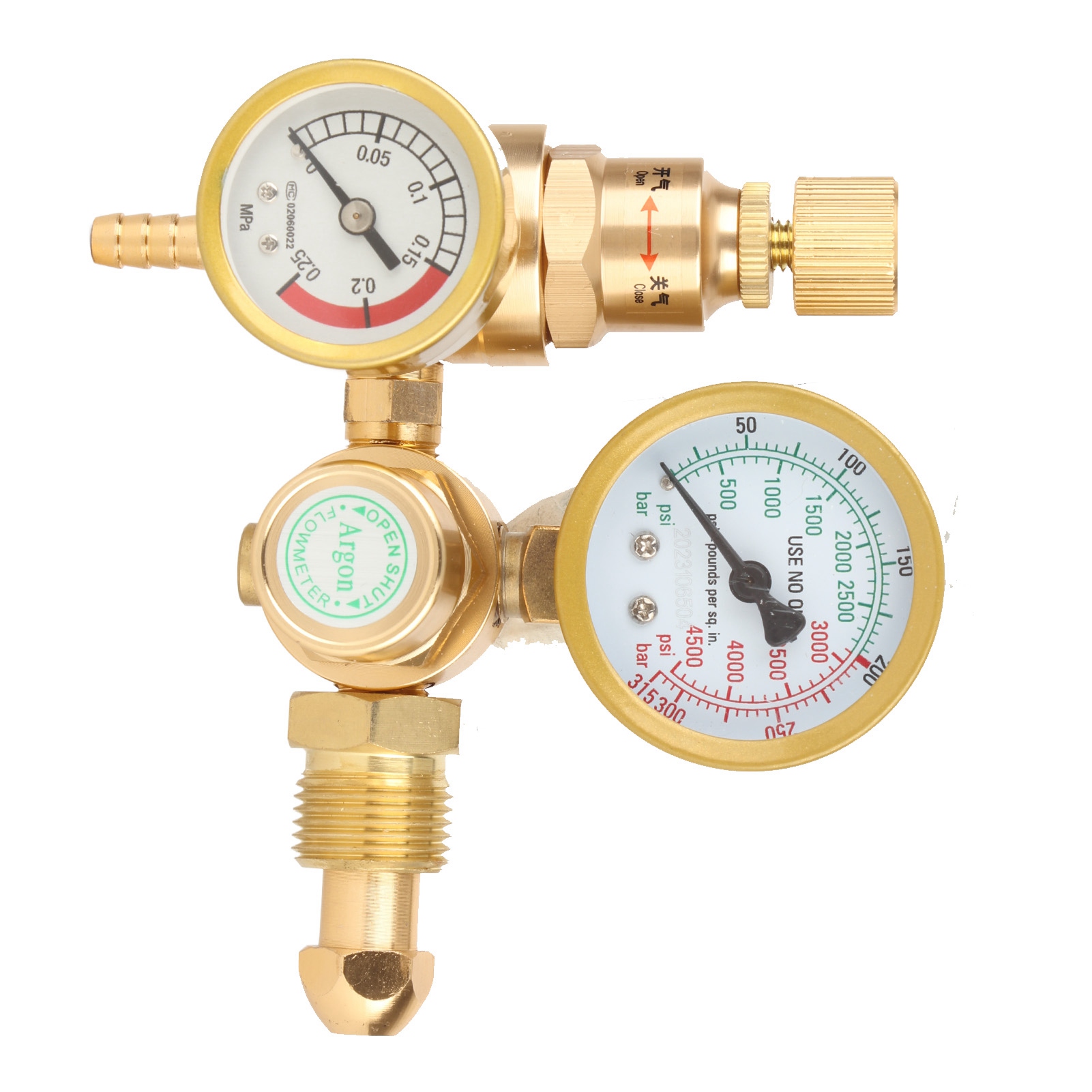 Agron Co2-durchflussregler Für Mig/tig-schweißgeräte, Manometer Mit Ventil, G5/8-außengewinde-einlass, 1/4-zoll-auslass, Durchflussventil