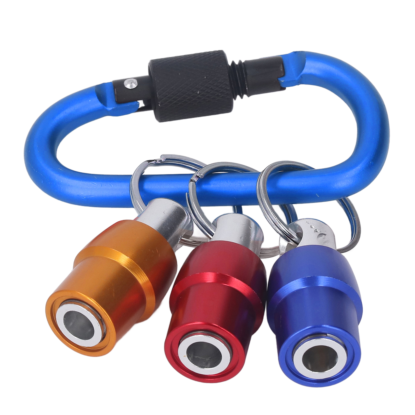 1/4-zoll-sechskant-schraubendreherbithalter, Schnellwechselsystem, 3 Farben, Blauer Tragbarer Schlüsselanhänger-bohrerbithalter