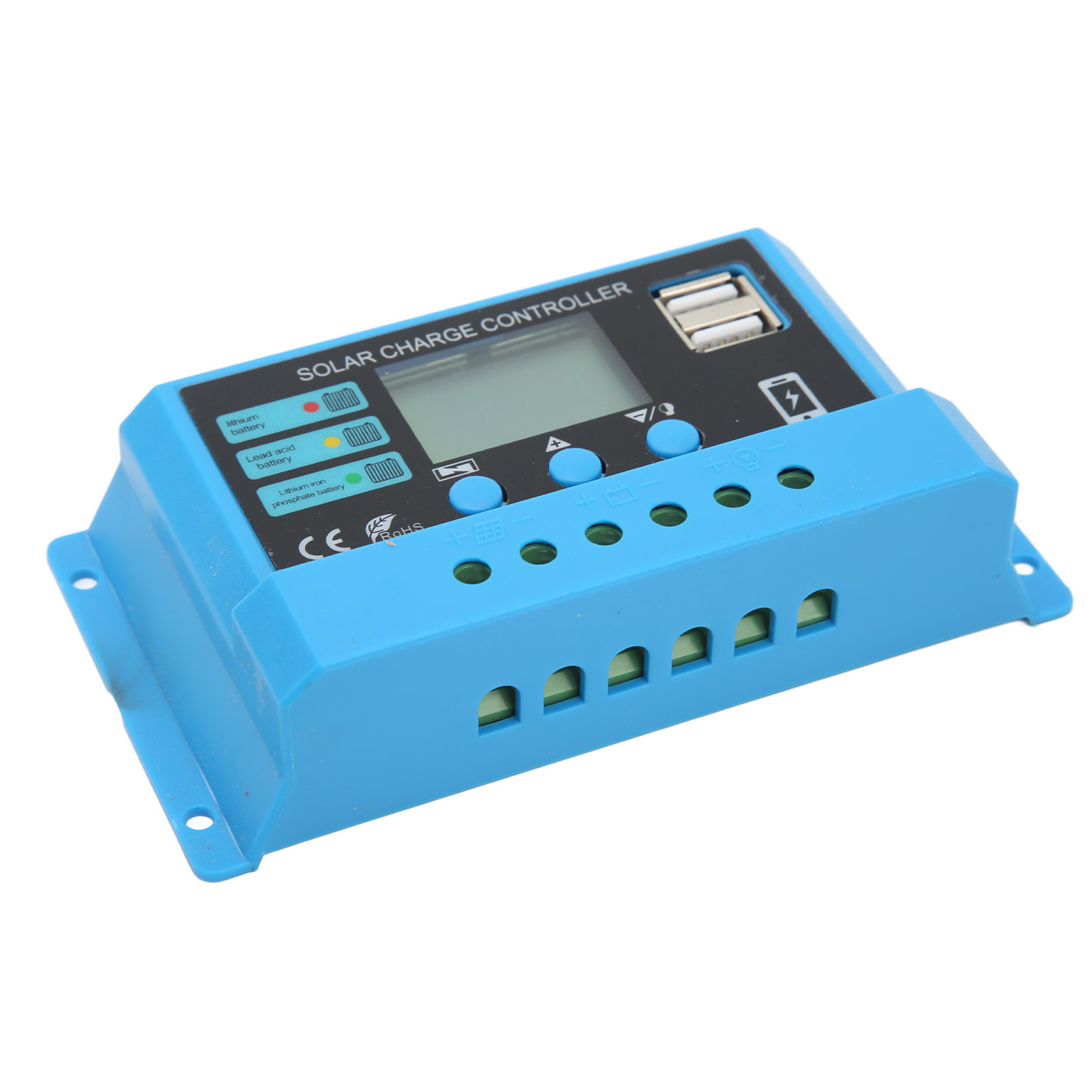 12v/24v 20a Blauer Solarladeregler Mit Lcd-bildschirm, Photovoltaik-regler Mit Anschlüssen Für Solarmodule