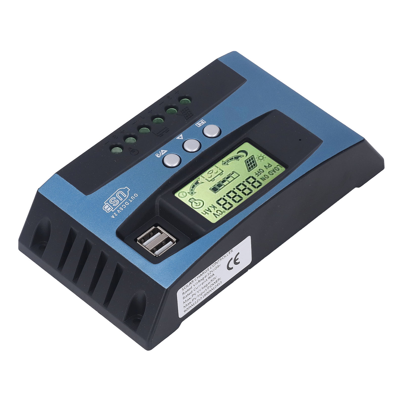 90-a-mppt-solarladeregler, Intelligente Überwachung, Digitale Echtzeitanzeige, 12-v-/24-v-photovoltaikregler, Solarmodul, Robustes Gehäuse