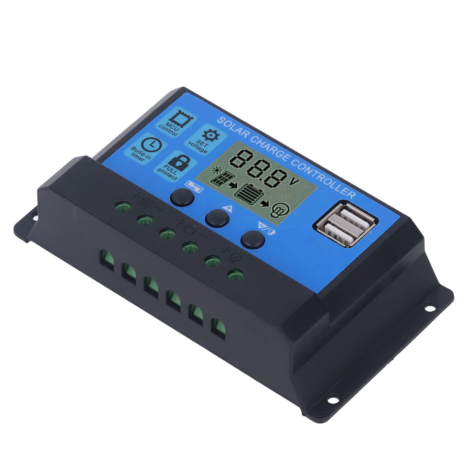 50a 12v/24v Pwm Solarladeregler, Photovoltaik-panel-regler Mit Zwei 5v Usb-anschlüssen, Intelligentem Ladeausgang, Robustem Gehäuse Für Wohnmobile Und Heimsolaranlagen.