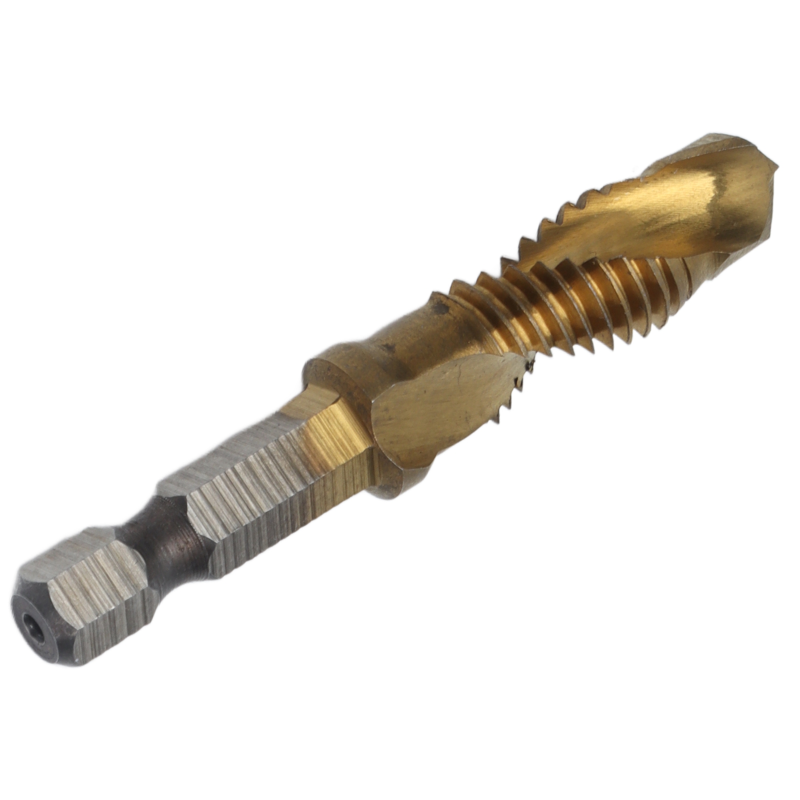 M10 Hss-bohrer/gewindebohrer Aus Titanbeschichtetem Stahl, Kombinations-sechskantbit Zum Bohren Und Schrauben In Holz, 1/4"-bohrfutter, Metrisches Werkzeug