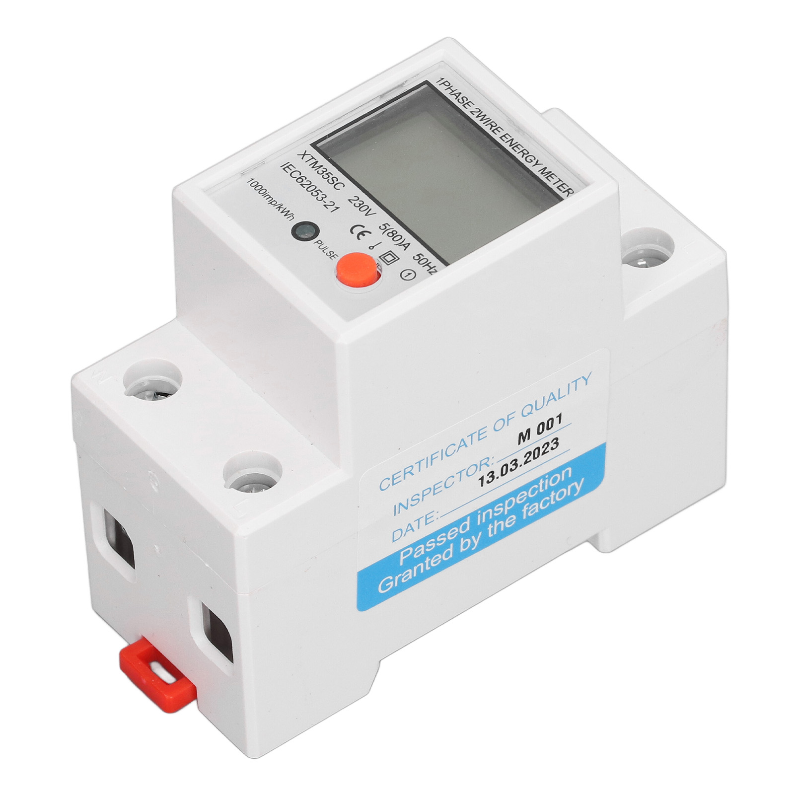 Weißer 2-poliger Lcd-stromzähler, Einphasen-leistungsmonitor, Gleichstrom-voltmeter/amperemeter (230 V), Digitalanzeige