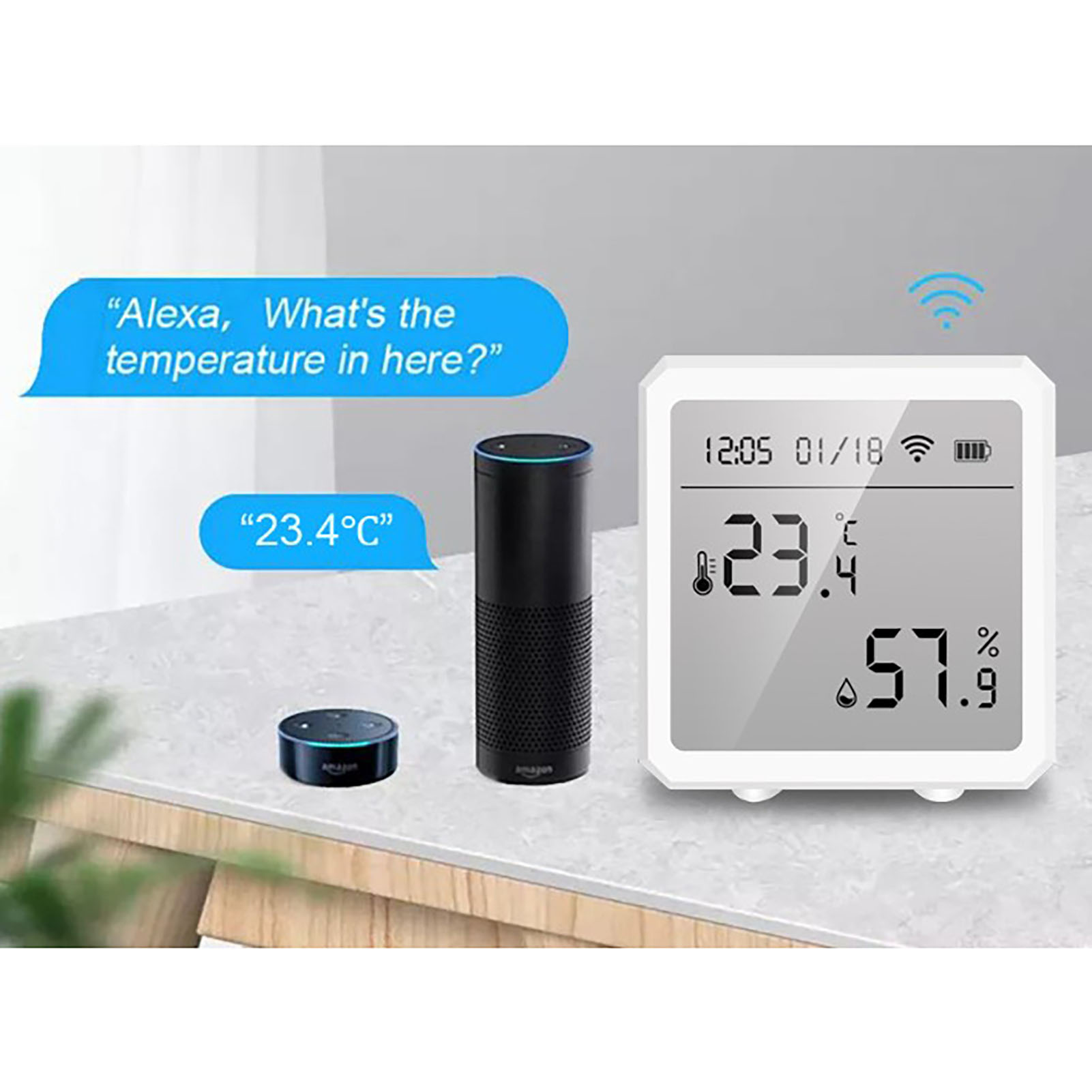 Intelligentes Wlan-thermometer Mit Hygrometer, Temperatur- Und Feuchtigkeitssensor, Digitalem Lcd-bildschirm, Steuerung Und Heimkompatibilität (tuya)