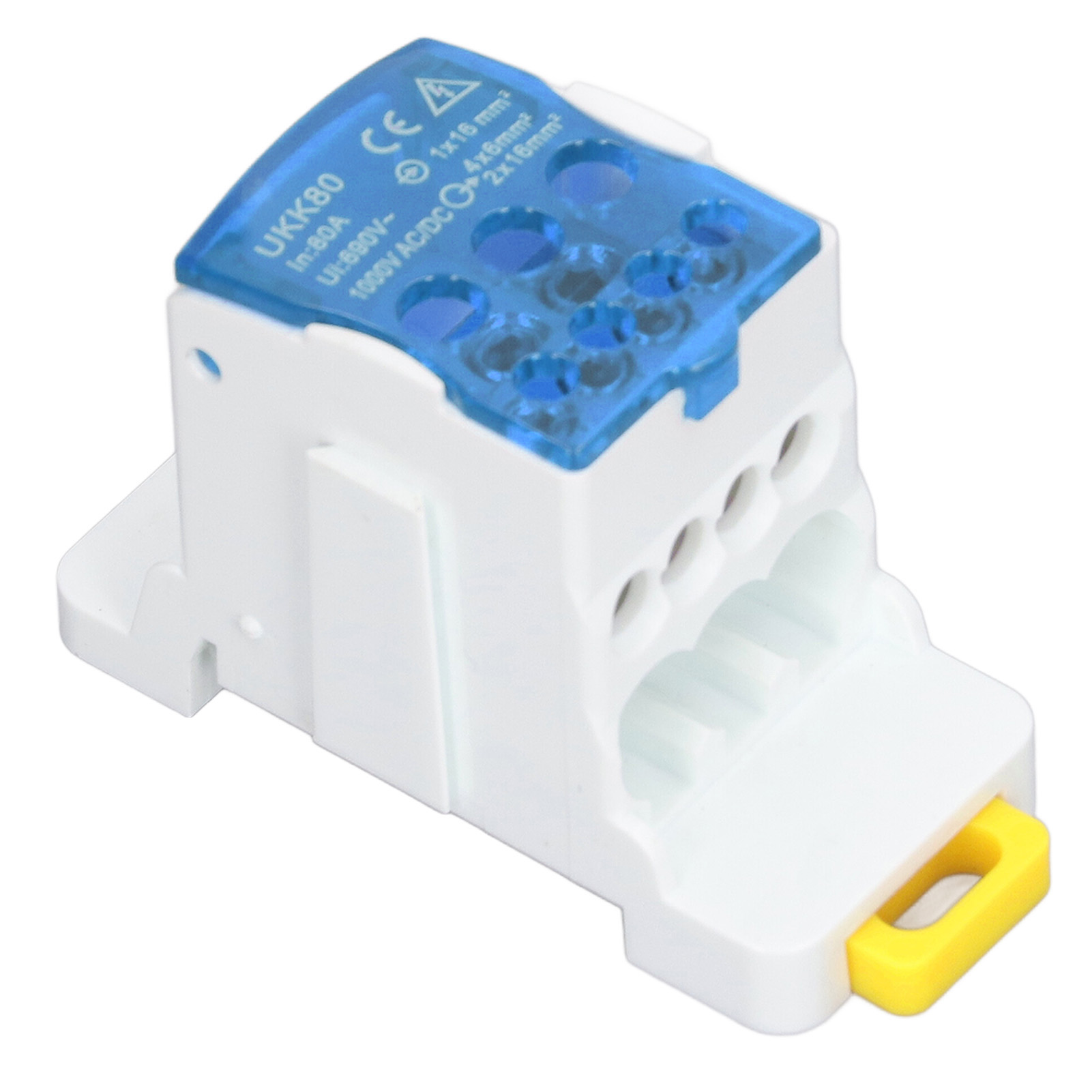 Din-schienen-verteilerblock 690v 80a, Messing-anschlussklemmenblock, Blaue Anschlussdose Für Haushaltsgeräte.