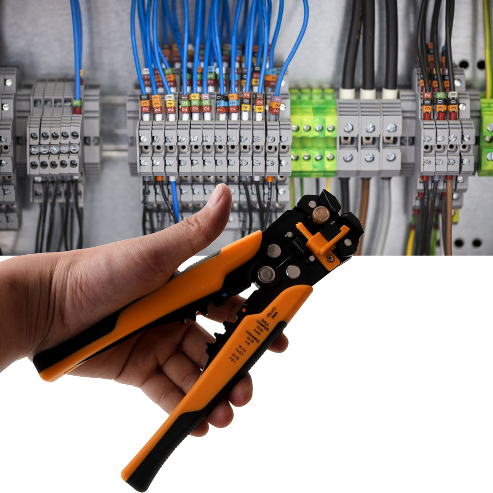 Multifunktionale Automatische Abisolierzange 0,2–6,0 Mm², Elektrikerwerkzeug, Kabelabisolierer, Ergonomische Orangefarbene Zange