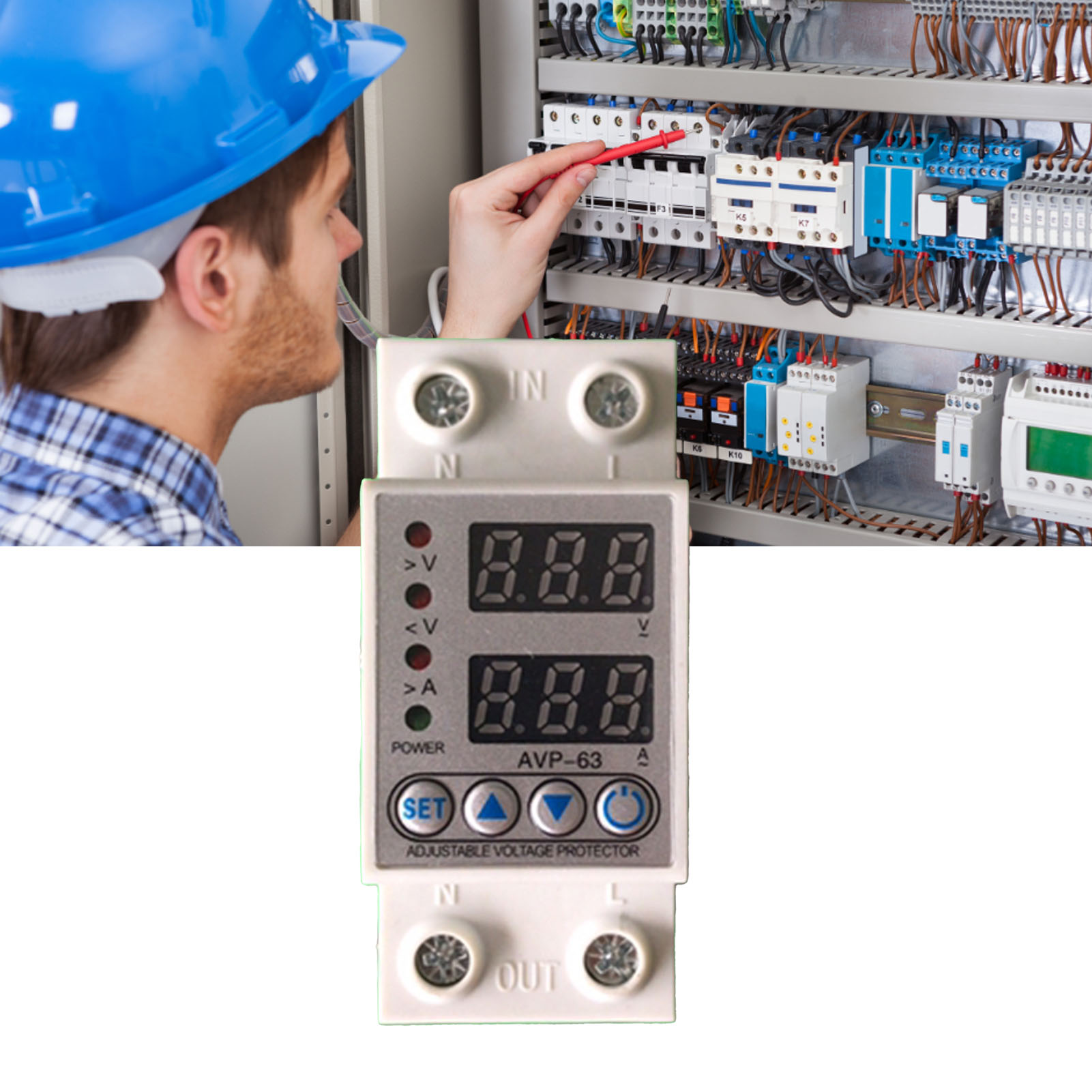 Automatisches Unterspannungsschutzrelais 63a 2p Mit Einstellbarer Digitaler Led-anzeige, Zy Über- Und Unterspannungsschutz, Modularer Schalter