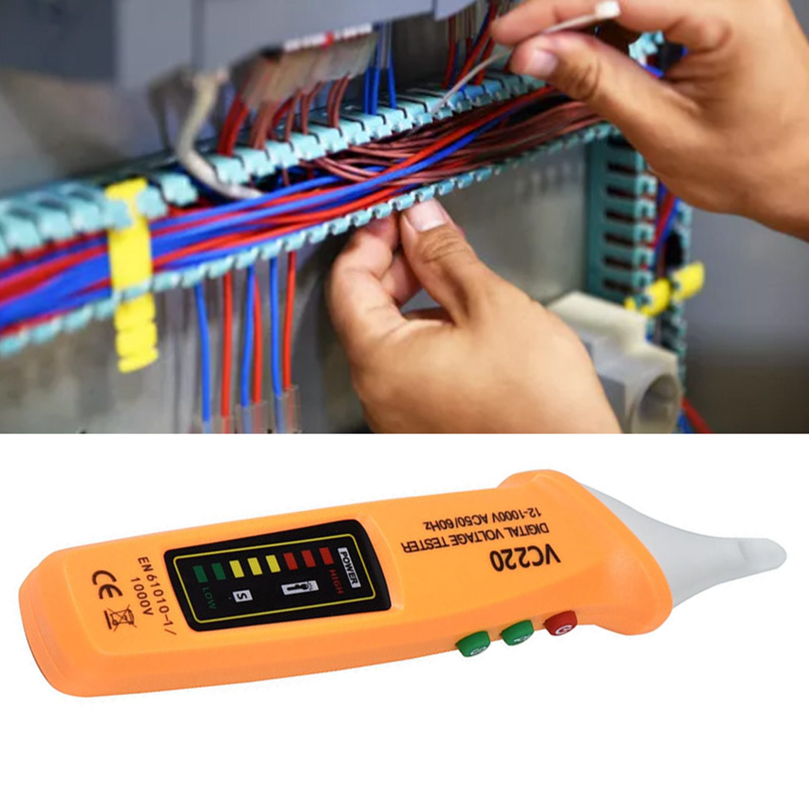Berührungsloser Spannungsprüfer, 12-1000v Spannungsdetektor Mit Lcd-bildschirm, Akustischem Und Optischem Alarm, Tragbares Strommessgerät