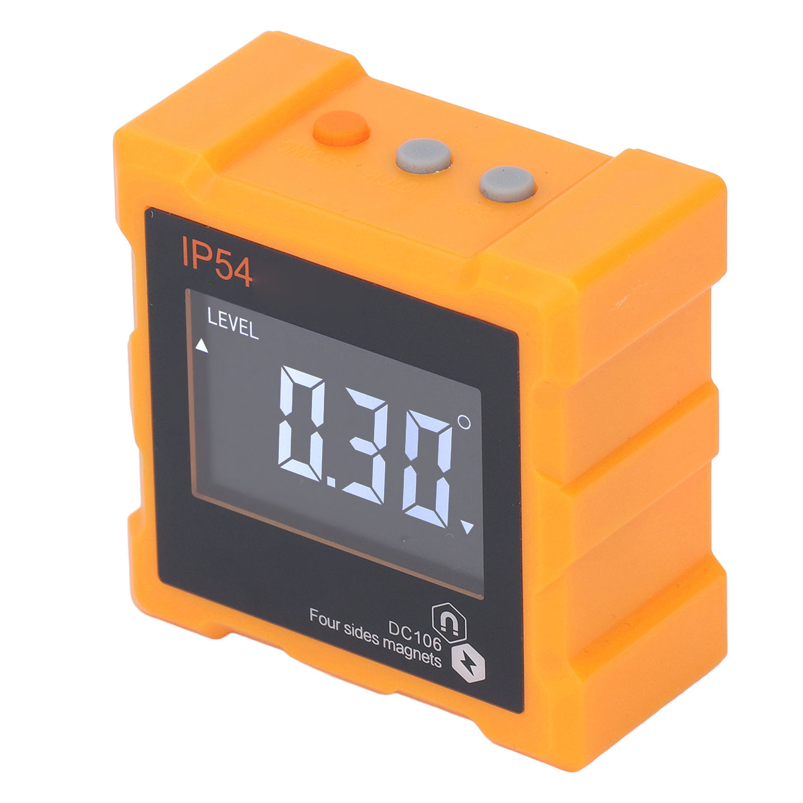 Ip54-zertifizierte Digitale Wasserwaage Mit 4x90°-messung Und Lcd-anzeige, 360°-magnetneigungsmesser Für 4 Seiten, 1300-mah-akku, Orange
