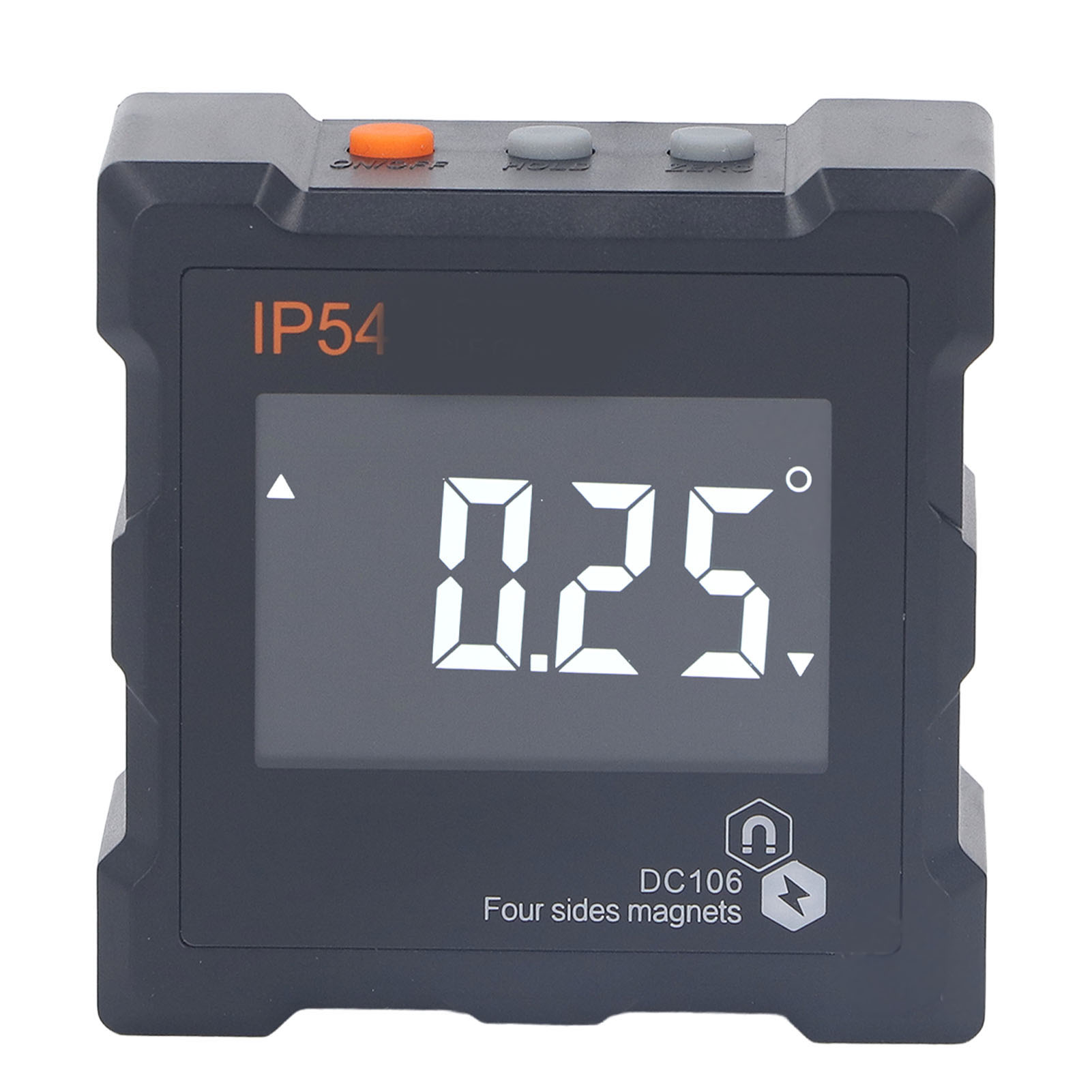 Ip54 4x90° Digitale Wasserwaage Mit Lcd-anzeige, 360° Magnetischem Neigungsmesser, 1300mah Akku, Schwarz, Präziser 4-seitiger Winkelmesser