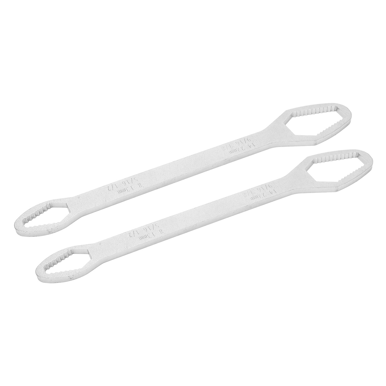 Universeller Doppelkopf-verstellschlüssel 8-22 Mm, 260 Mm, Selbstspannend, 2er-set, Mehrzweckwerkzeug, Silberchrom, Elektrolytisch Verzinkter Stahl.