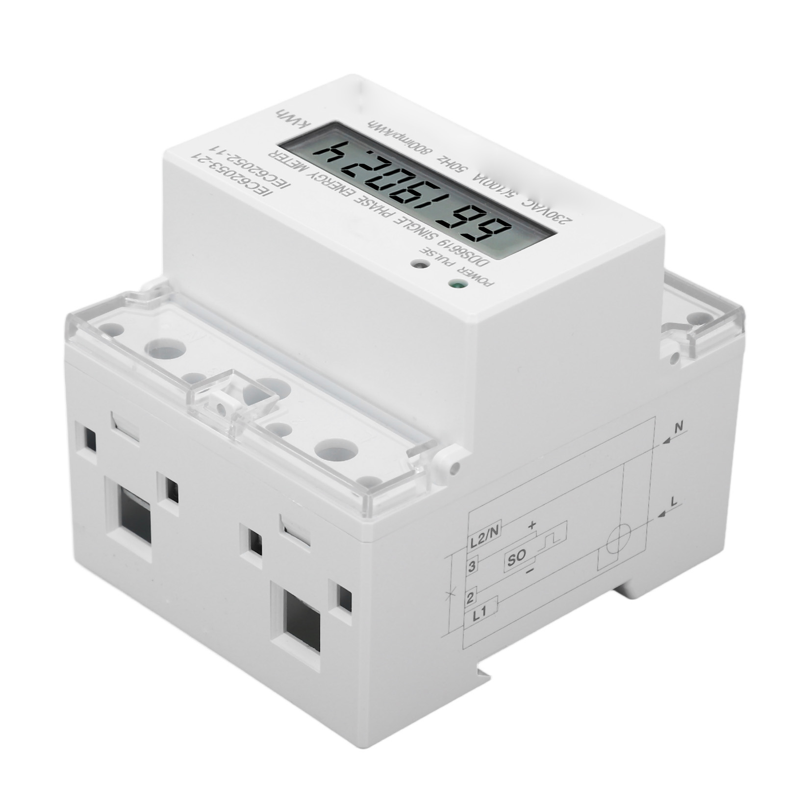 Einphasiger Din-schienen-stromzähler, Lcd-anzeige, Misst Stromstärke Und Kwh, 230 V Ac, 50 Hz, Für Haushalte, Krankenhäuser, Hotels