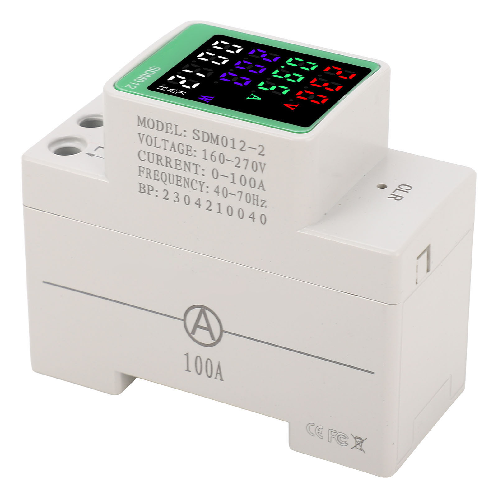 Einphasiger Wechselstrom-energiezähler 230 V, 0–100 A, Digitales Farb-led-display, Misst Spannung, Strom, Frequenz Und Leistungsfaktor, Elektrischer Analysator, Din-stecker