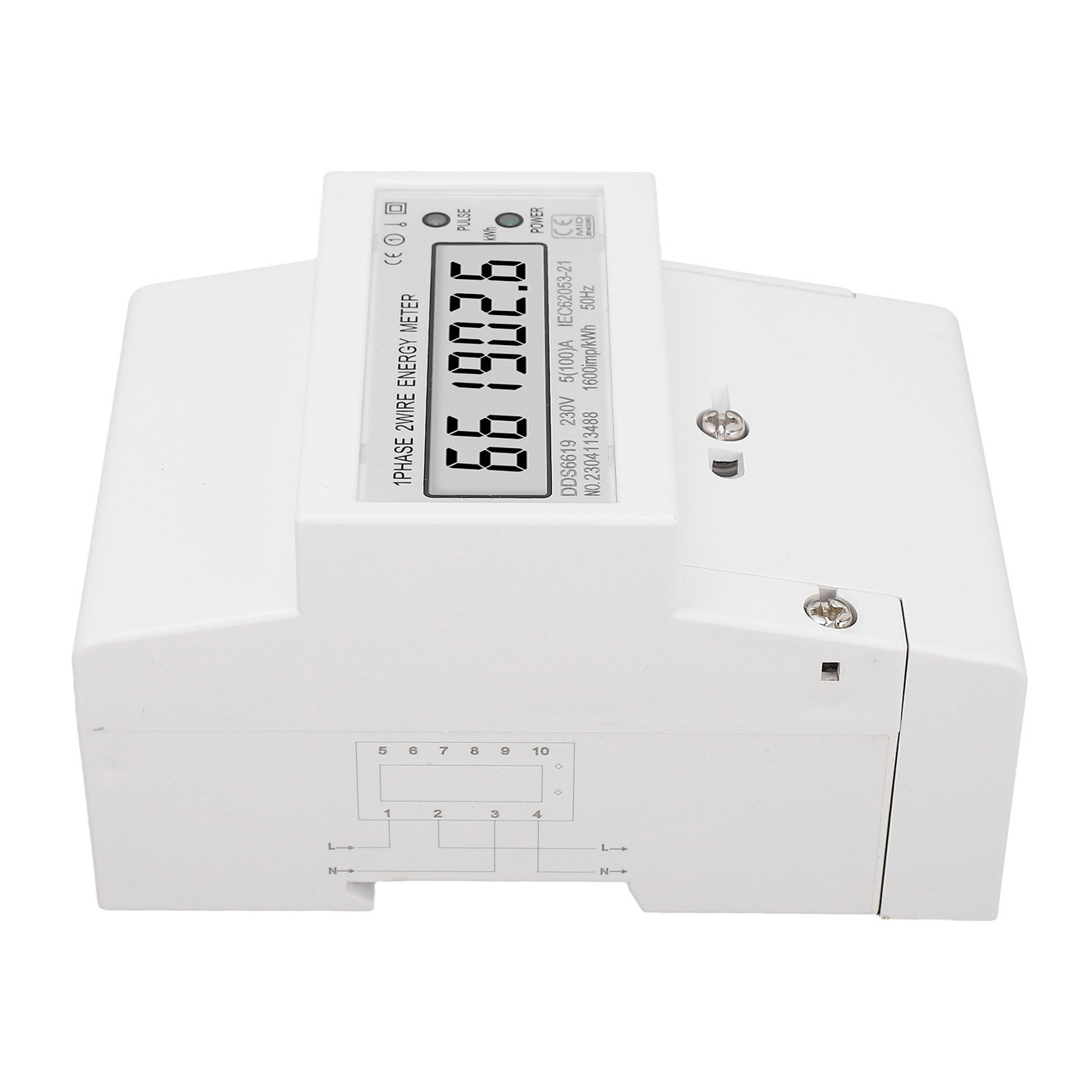 Einphasen-2-draht-stromzähler, Lcd-anzeige, Wechselstrom 230 V, 5 A-100 A, Energie- Und Leistungszähler, Din-schienenmontage, Für Den Hausgebrauch.
