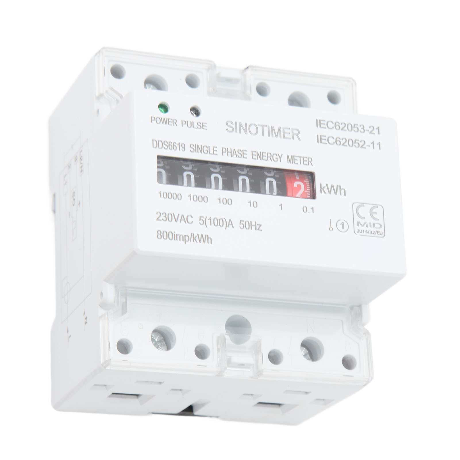 Einphasiger 230-v-wechselstromzähler, Smart-home-wattmeter, Din-schienenmontage, Zweifarbige Led-anzeige, Misst Leistung Und Verbrauch
