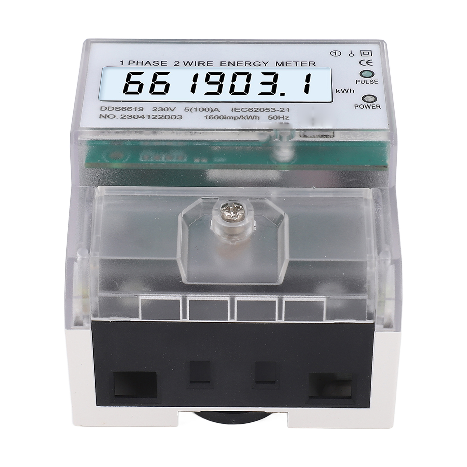Einphasiger 2-leiter-digital-energiezähler (kwh/wattmeter) Für Din-schienenmontage, Lcd-hintergrundbeleuchtung, 230 V Ac, 5 (100) A