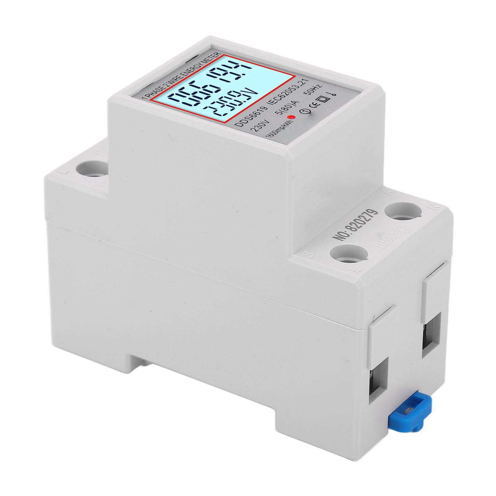 Einphasiger Digitaler Lcd-stromzähler, 2-polige Din-schiene, 5 A, 230 V Ac, Mit Hintergrundbeleuchtung, Verbrauchsmessung