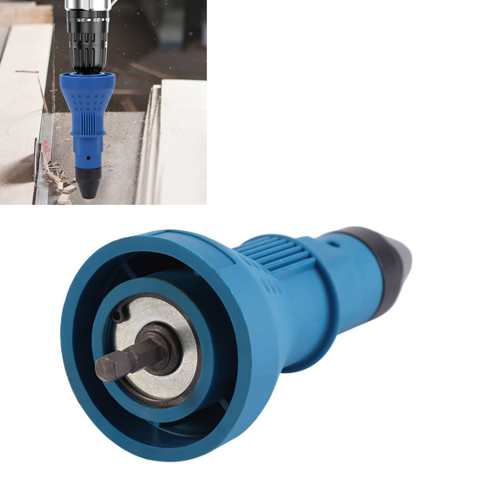 Elektrische Nietpistole Mit Bohrfutteradapter, Elektrowerkzeug Zum Vernieten Von Muttern, Hellblaues Bohrfutter, Verschraubungszubehör