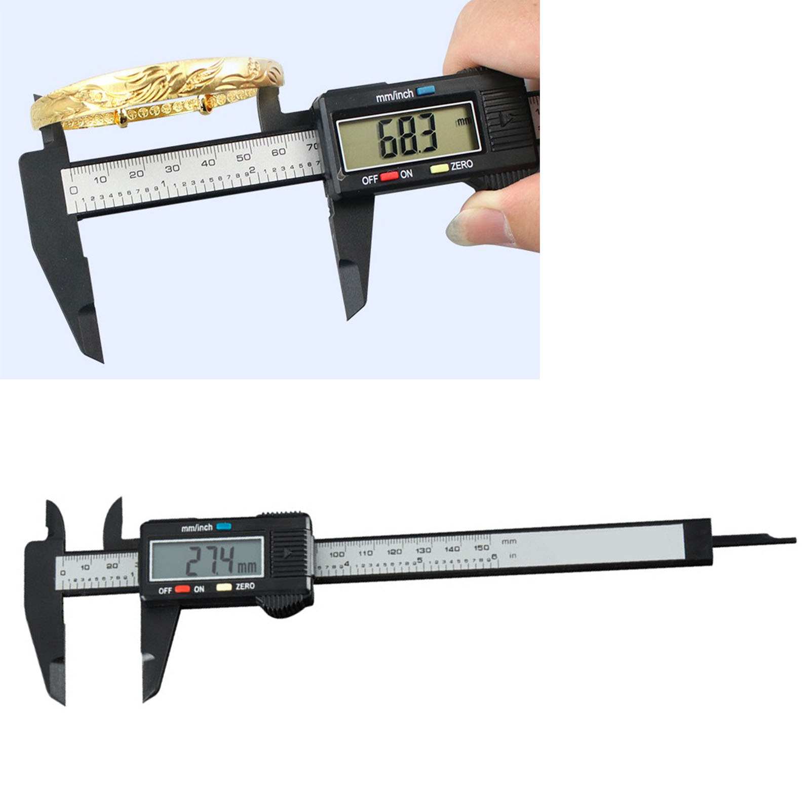 Elektronischer Digitaler Messschieber 0–150 Mm, Nonius-messwerkzeug Mit Metrischer/zoll-umrechnung, Schwarz