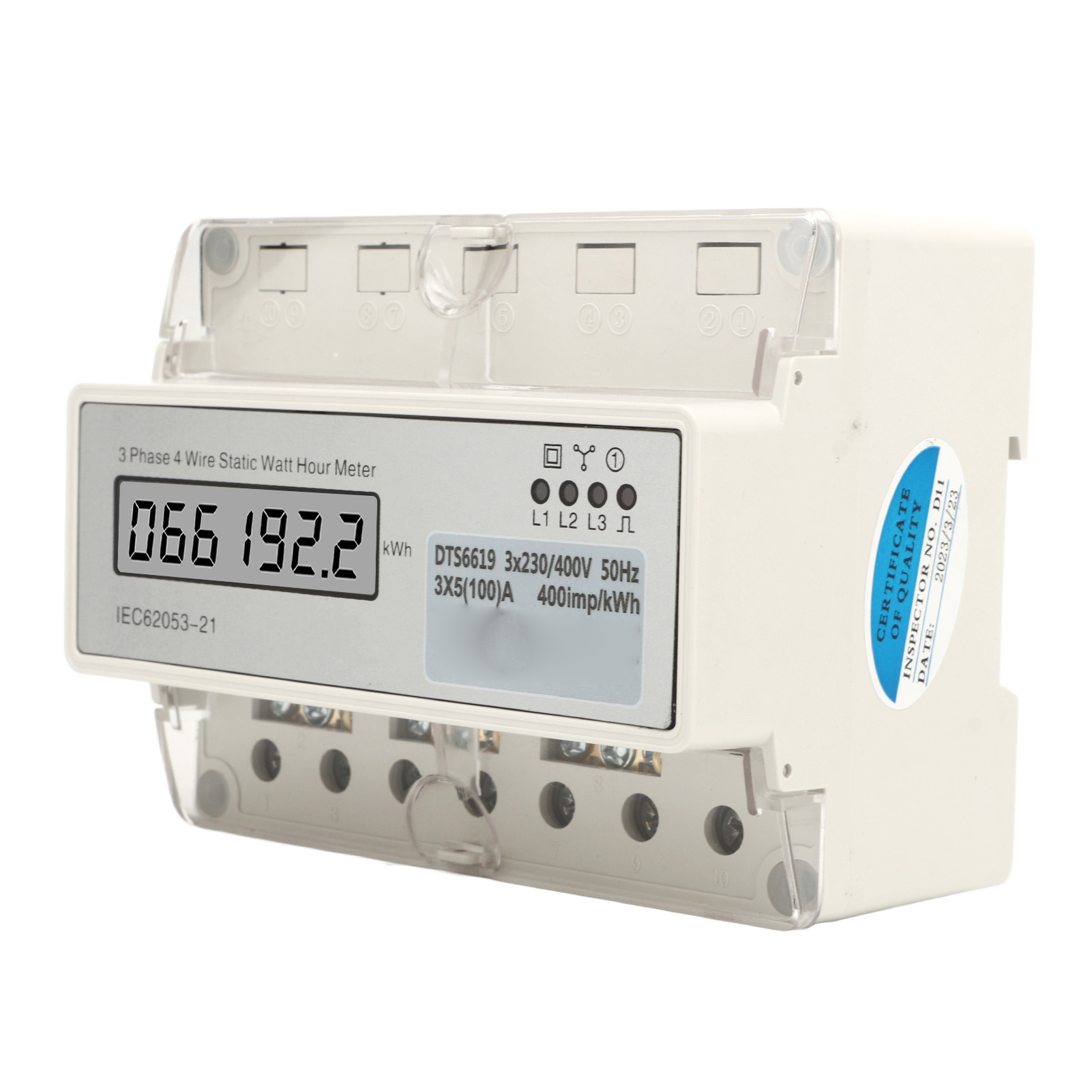 Dreiphasen-4-leiter-7p-stromzähler, Din-schiene, Lcd-anzeige, Ac230v/400v, Wirkenergiemessung, Zuverlässige Genauigkeit Für Schaltschränke.