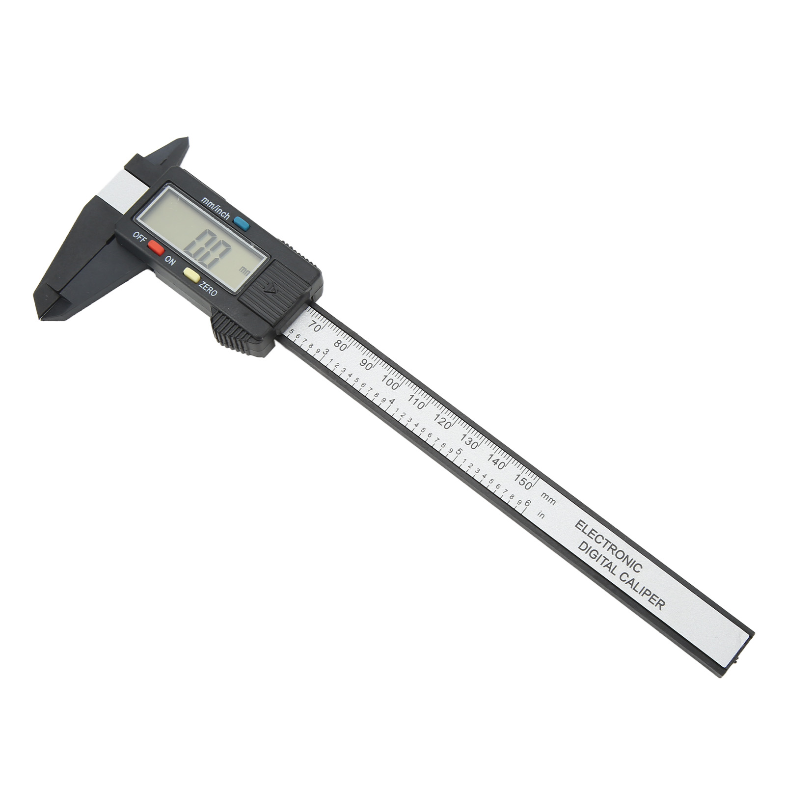 Elektronischer Digitaler Messschieber (150 Mm, 6 Zoll), Lcd-anzeige, Schwarzes Pa66-messwerkzeug, Umrechnung Zoll/millimeter