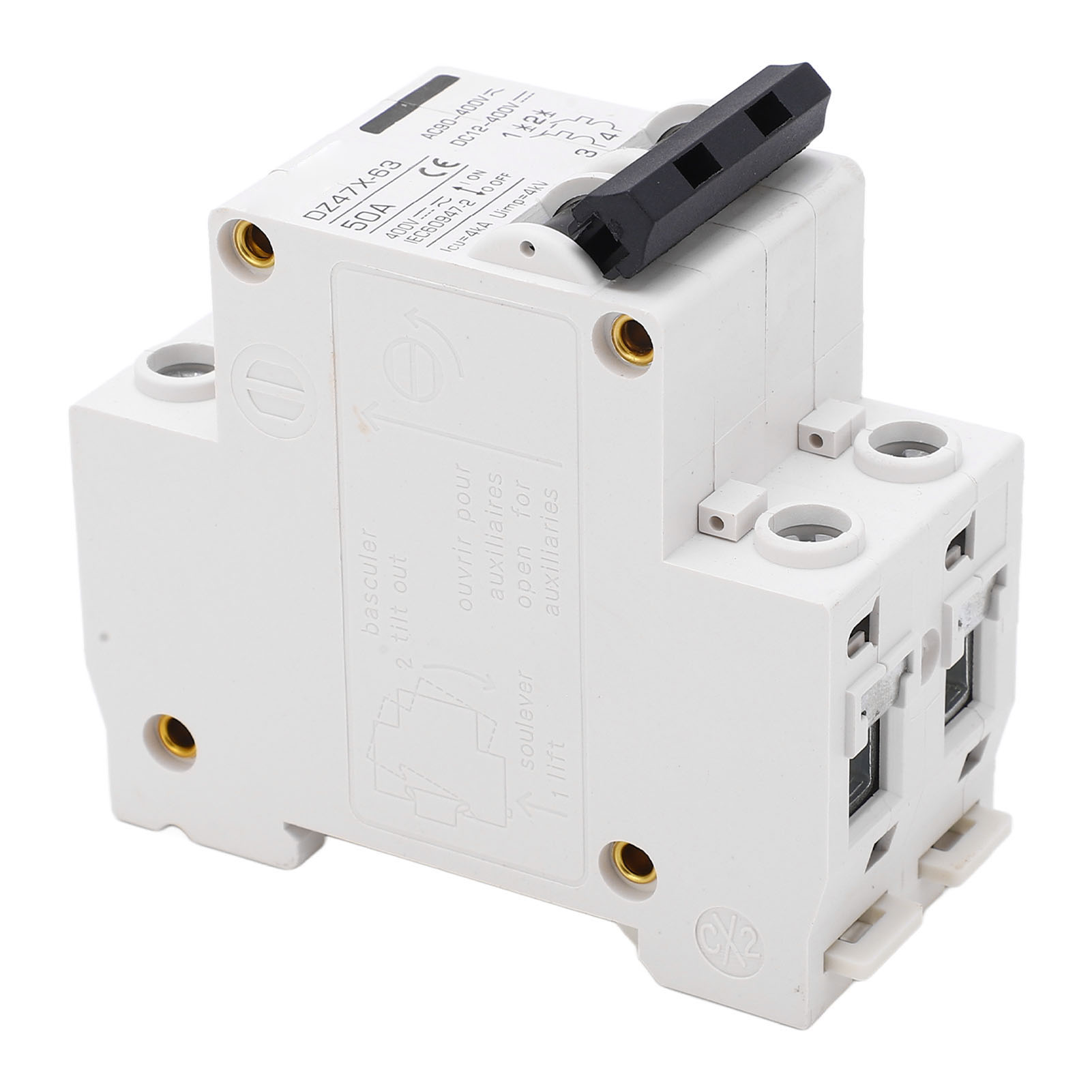50-a-4-ka-2-poliger Leitungsschutzschalter, 400-v-elektromagnetauslöser, 35-mm-din-schienenmontage, Schutz Für Photovoltaikanlagen, Sicherheit