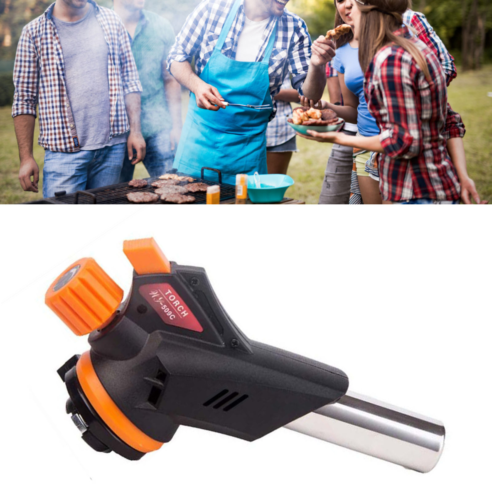 Gasbrenner Mit Lötbrennerkopf, Zündung Durch Blasen, Flammenwerfer Für Küche, Grill Und Zuhause