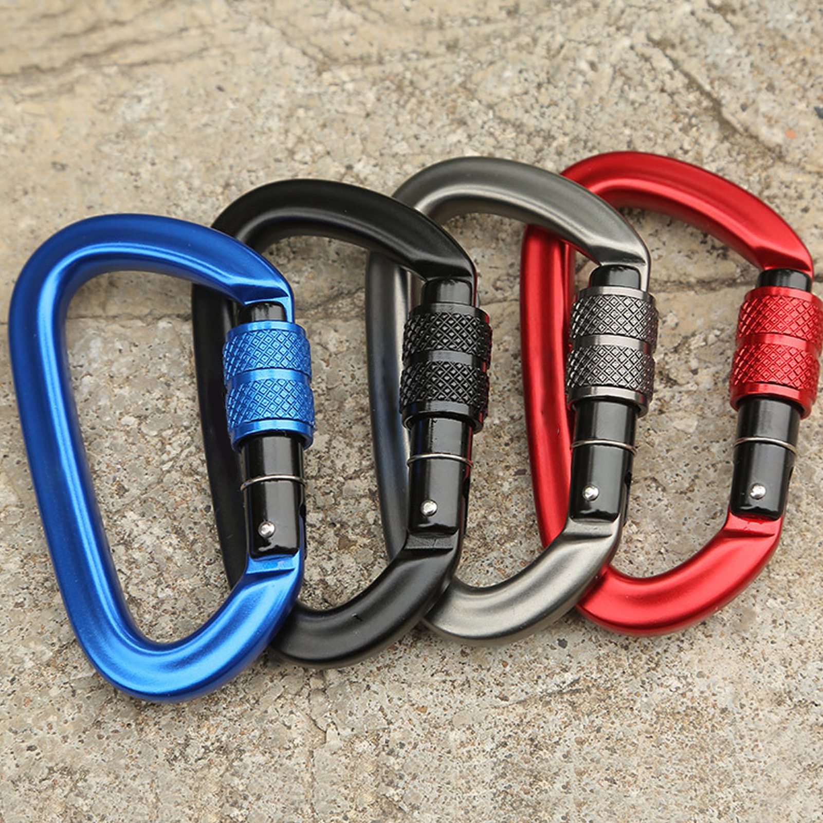 Automatischer Sicherheitskarabiner Mit Verriegelung Für Bergsteigen, Aluminiumlegierung, D-form, Grau, Set Für Hängematte, Schlüsselanhänger, Outdoor-klettern, Robuster Karabiner Mit Selbstverriegelun