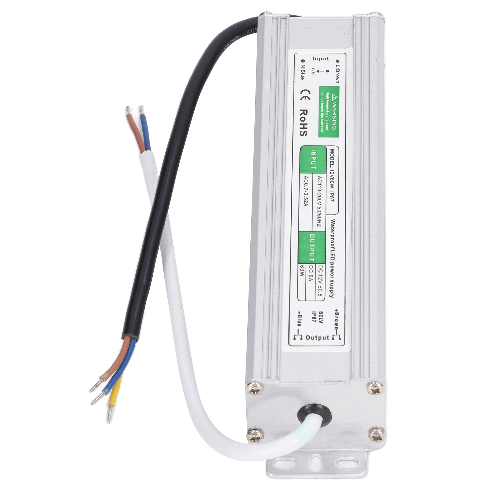 Ip67 Wasserdichtes Led-netzteil, 12v 60w Transformator, 110v-260vac Auf 12vdc Niederspannungswandler Für Außenstrahler