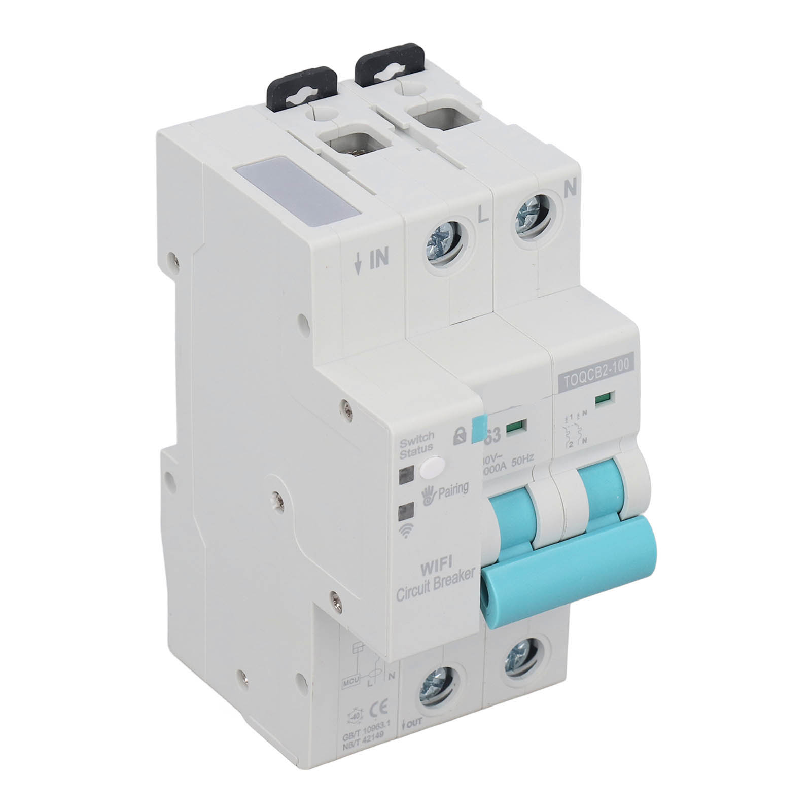 Intelligenter 2-poliger 63-a-leistungsschalter Mit Wlan-fernbedienung, Funkschalter, Verbrauchsmessung, Spannung 145–295 V
