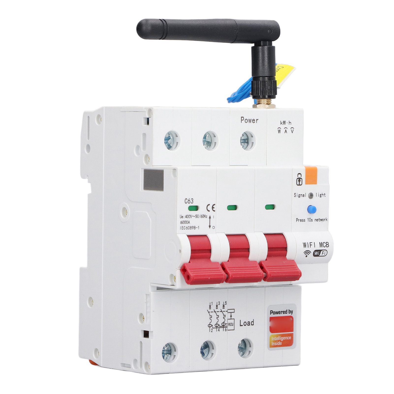 Intelligenter 3-poliger 63-a-leistungsschalter Mit Wlan-fernbedienung, Programmierbarem Timer, 400-v-ac-fehlerstromschutz Und Automatischer Schaltung