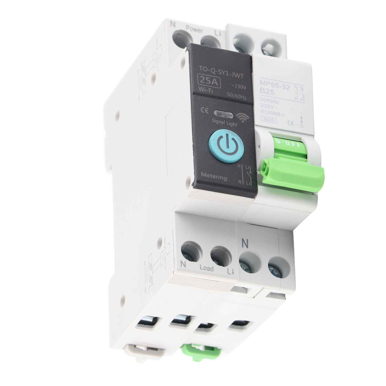 Intelligenter Wlan-leistungsschalter Mit Energiezähler, Fernbedienung Und Zeitschaltuhr, 1p+n 25a 230vac Für Zuhause